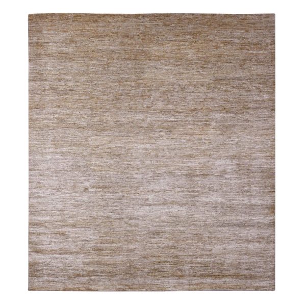 8'x9' Copper Brown, Hand Spun Ghazni Wool, Plain Solid Pattern, Hand Knotted, Lush and Plush, Squarish, Oriental Rug HR20144