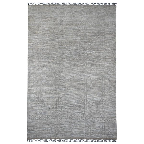 9'8"x14'7" Stone Gray, Moroccan Weave with Textured and Variegated Design, Hand Knotted, 100% Wool, Oriental Rug HR20148