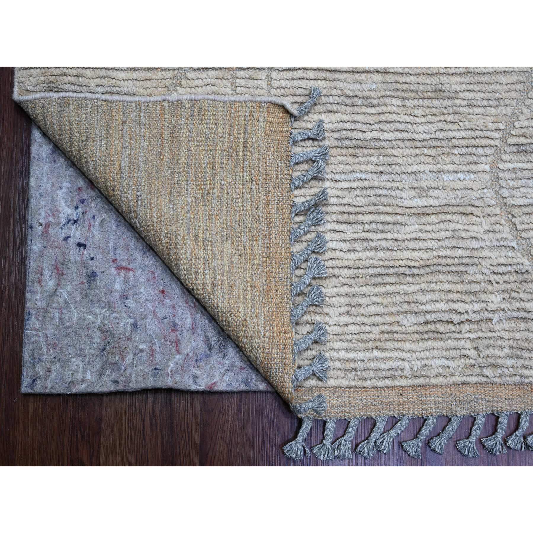 9'8"x14'7" Stone Gray, Moroccan Weave with Textured and Variegated Design, Hand Knotted, 100% Wool, Oriental Rug HR20148 - Image 4