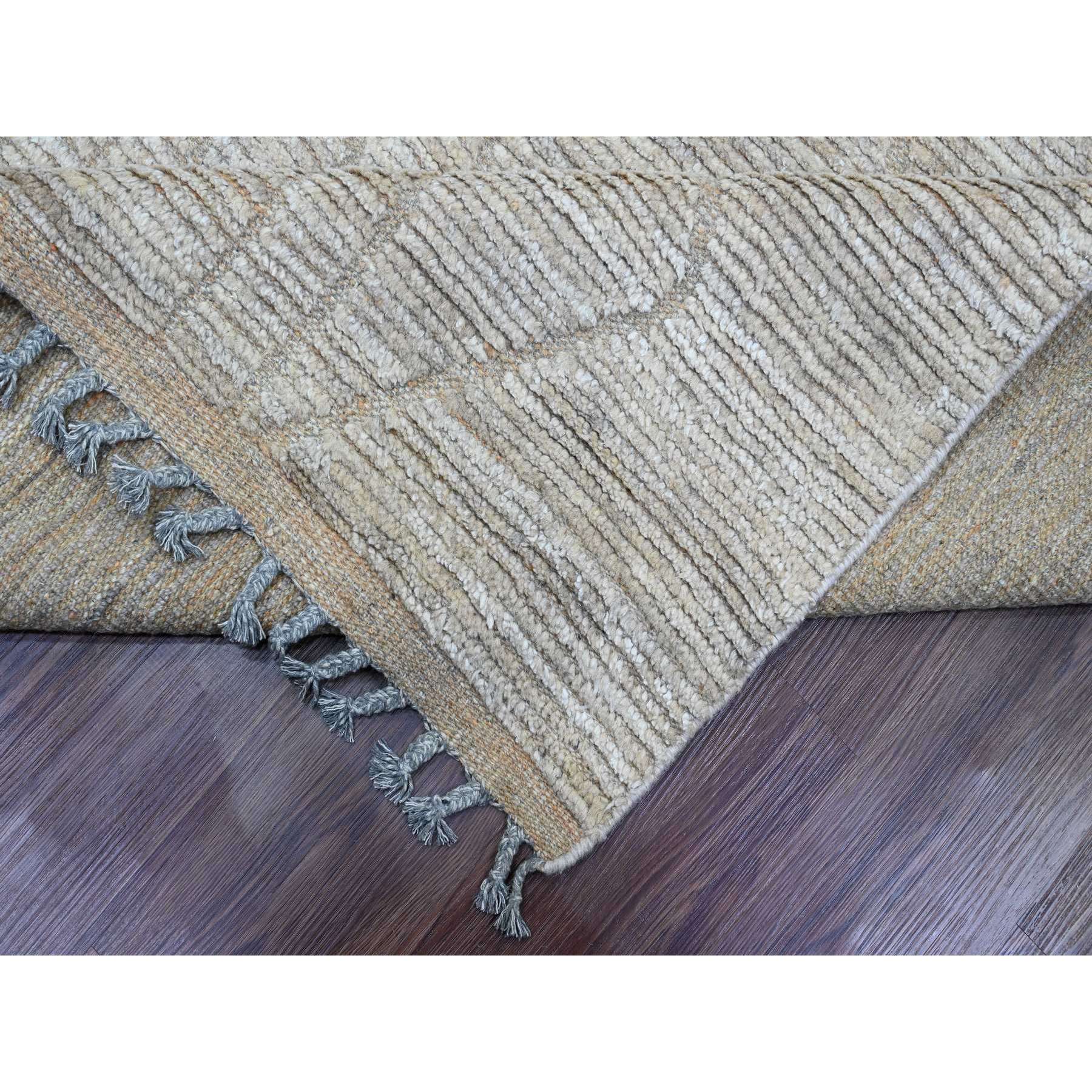 9'8"x14'7" Stone Gray, Moroccan Weave with Textured and Variegated Design, Hand Knotted, 100% Wool, Oriental Rug HR20148 - Image 6