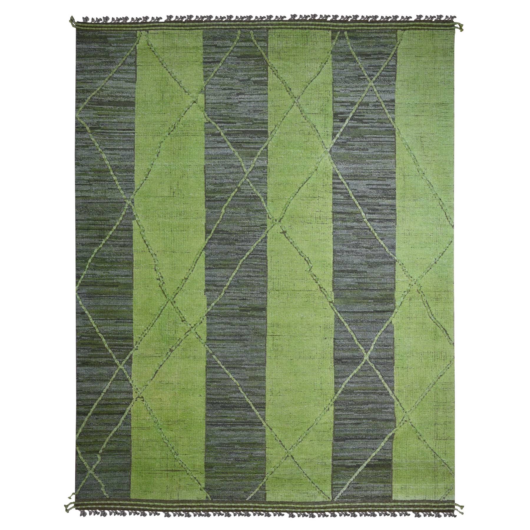 11'7"x14'8" Shades of Green, Modernistic Swedish Design and Weave, Criss Cross Pattern, 100% Wool, Hand Knotted, Oriental Rug HR20150