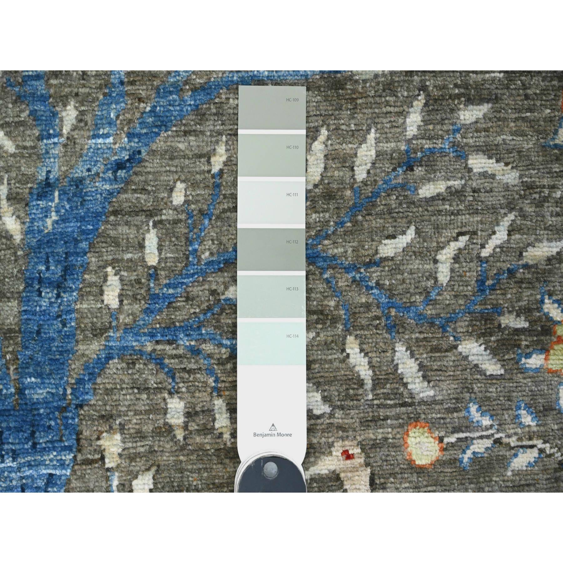 4'x16'4" Nevada Gray, Afghan Peshawar with Colorful Birds of Paradise Design, Hand Knotted, Soft and Vibrant Wool, Natural Dyes, XL Wide Runner, Oriental Rug HR20261 - Image 3