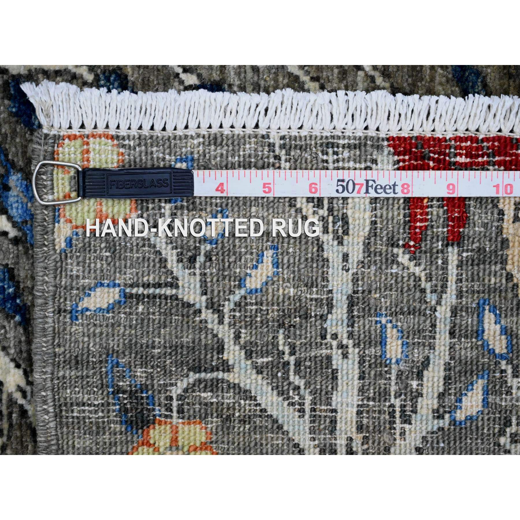 4'x16'4" Nevada Gray, Afghan Peshawar with Colorful Birds of Paradise Design, Hand Knotted, Soft and Vibrant Wool, Natural Dyes, XL Wide Runner, Oriental Rug HR20261 - Image 6