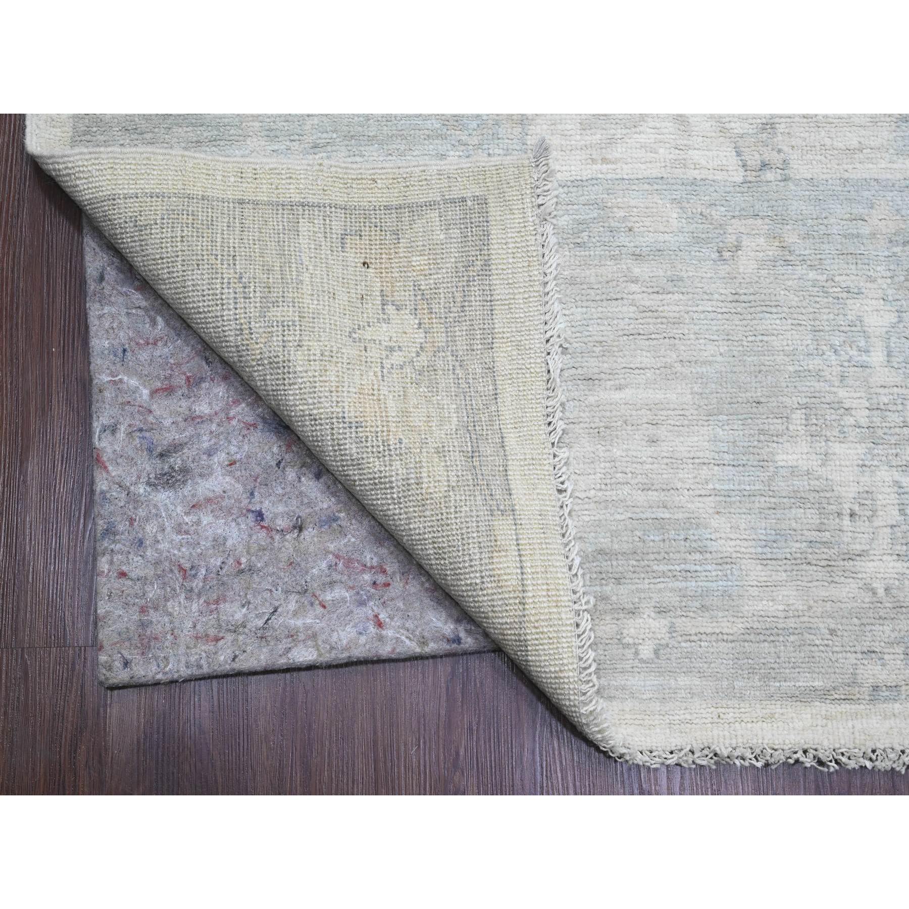 8'10"x17'4" Chiffon White, Afghan Angora Oushak with All Over Vines Design, 100% Wool, Hand Knotted, Natural Dyes, Gallery Size, Long and Narrow, Oversized, Runner, Oriental Rug HR20264 - Image 4