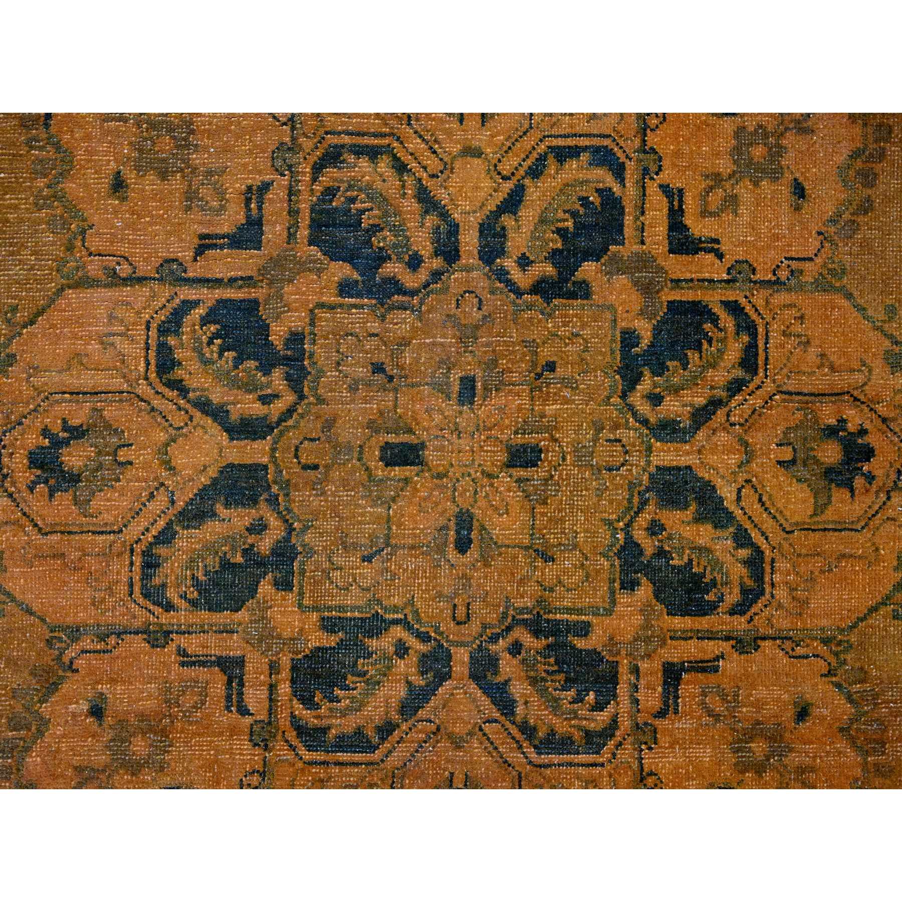 7'8"x9'10" Honey Brown, Overdyed Kazak with Flower Medallion Design, 100% Wool, Hand Knotted, Oriental Rug HR20402 - Image 8