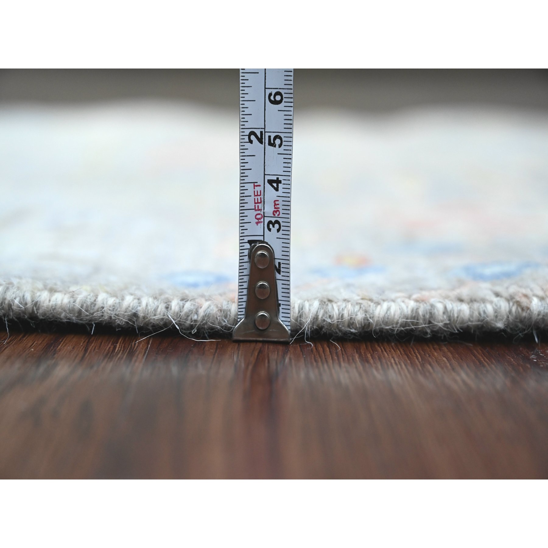 2'7"x22' Spanish Gray, Afghan Peshawar with Birds of Paradise Design, Hand Knotted, Soft Wool, Vegetable Dyes, XL Runner, Oriental Rug HR20435 - Image 5