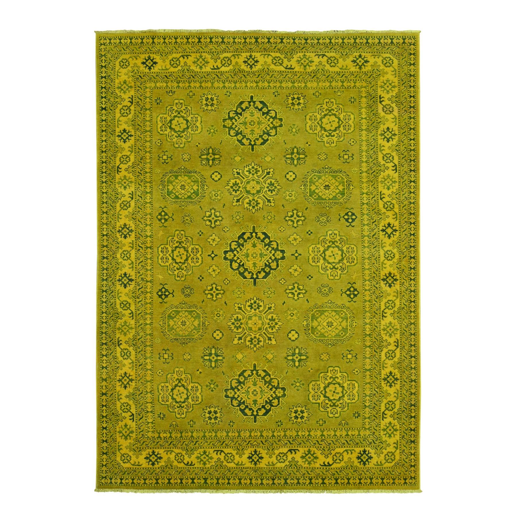 6'x8'6" Golden Brown, Overdyed Kazak with Tribal Medallions Design, Hand Knotted, 100% Wool, Oriental Rug HR20442