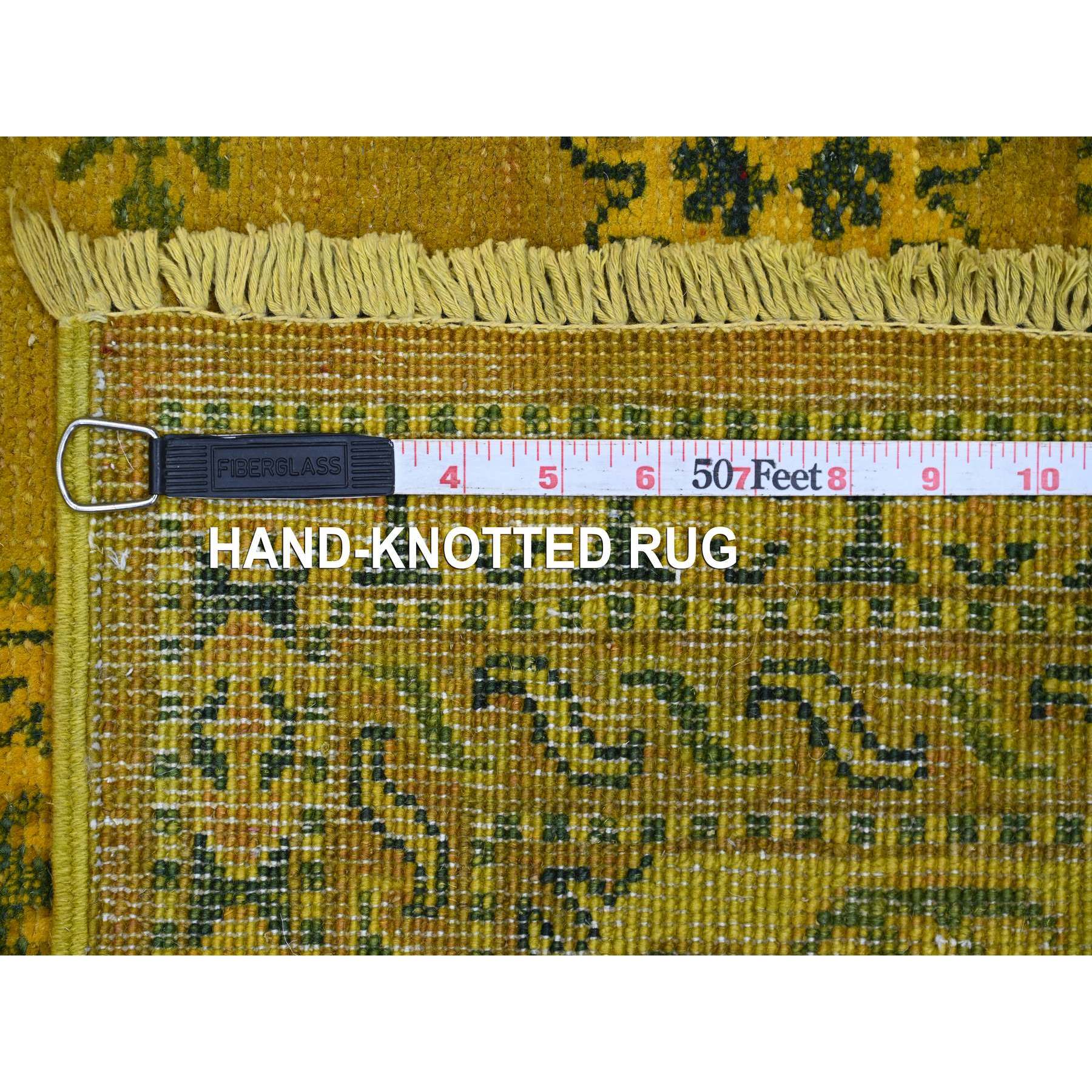 6'x8'6" Golden Brown, Overdyed Kazak with Tribal Medallions Design, Hand Knotted, 100% Wool, Oriental Rug HR20442 - Image 6