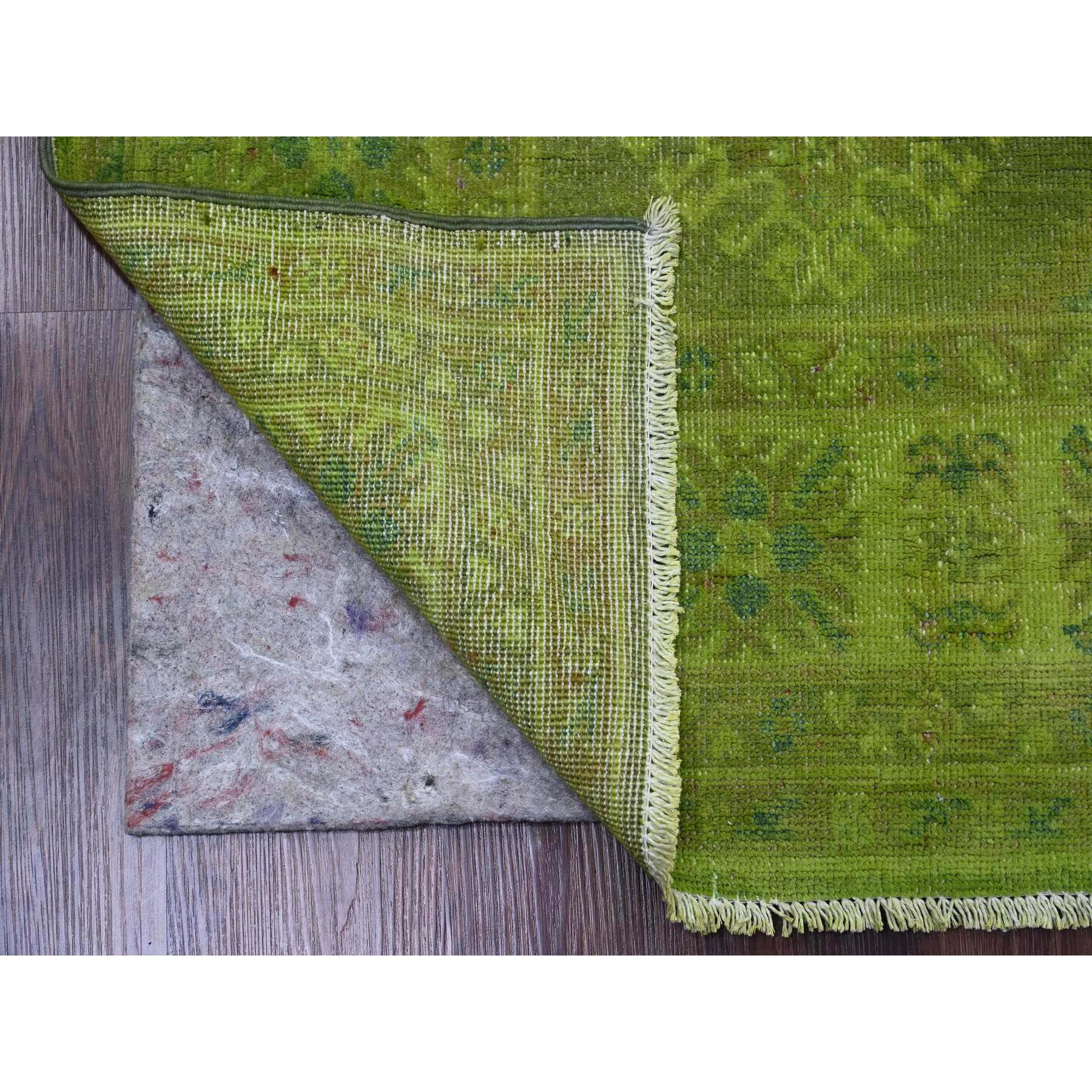 4'10"x6'9" Pear Green, Overdyed Kazak with Tribal Design, Pure Wool, Hand Knotted, Oriental Rug HR20446 - Image 2
