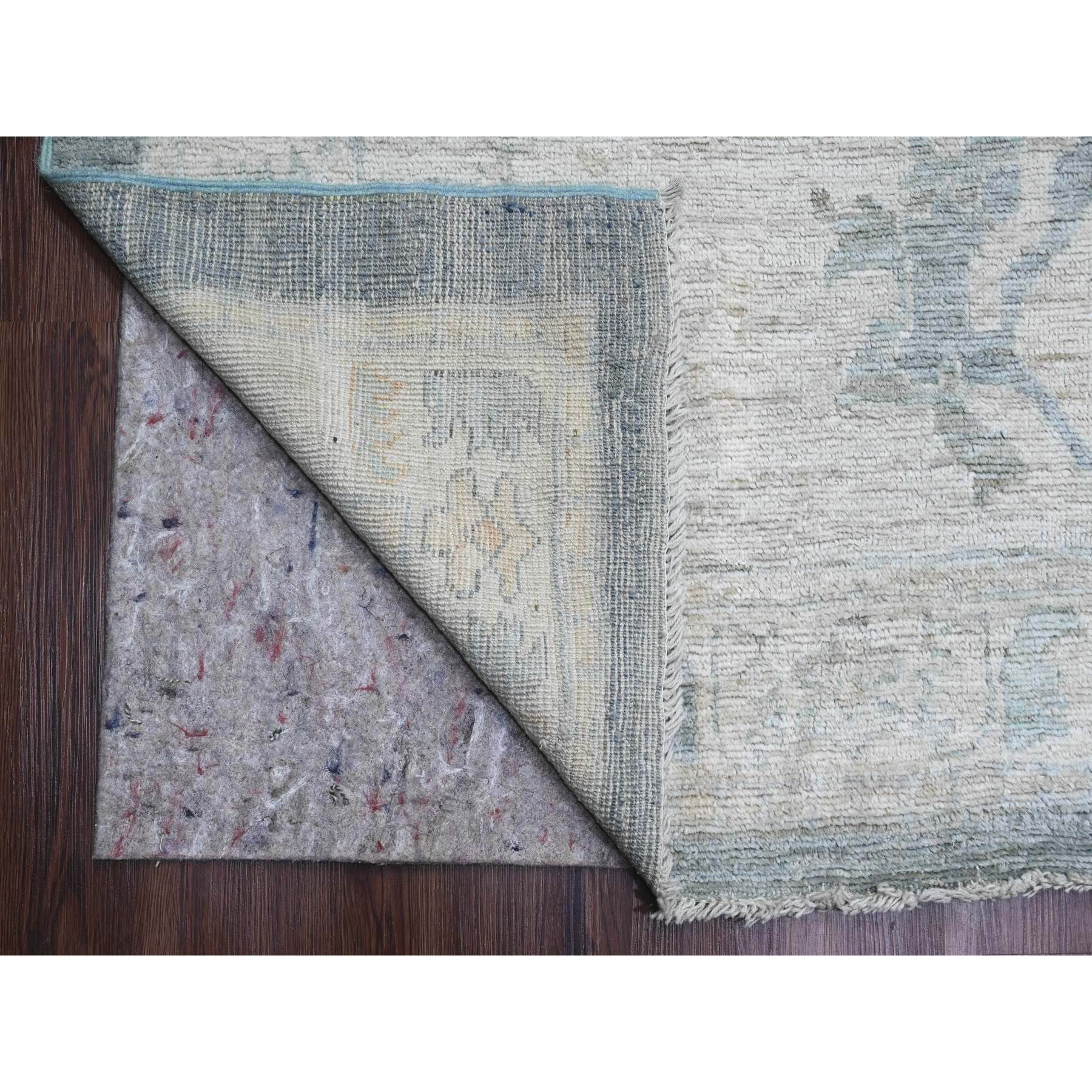 11'9"x15'5" Marengo Gray, Afghan Angora Oushak with All Over Leaf Design, Hand Knotted, Vegetable Dyes, 100% Wool, Oversized, Oriental Rug HR20462 - Image 4