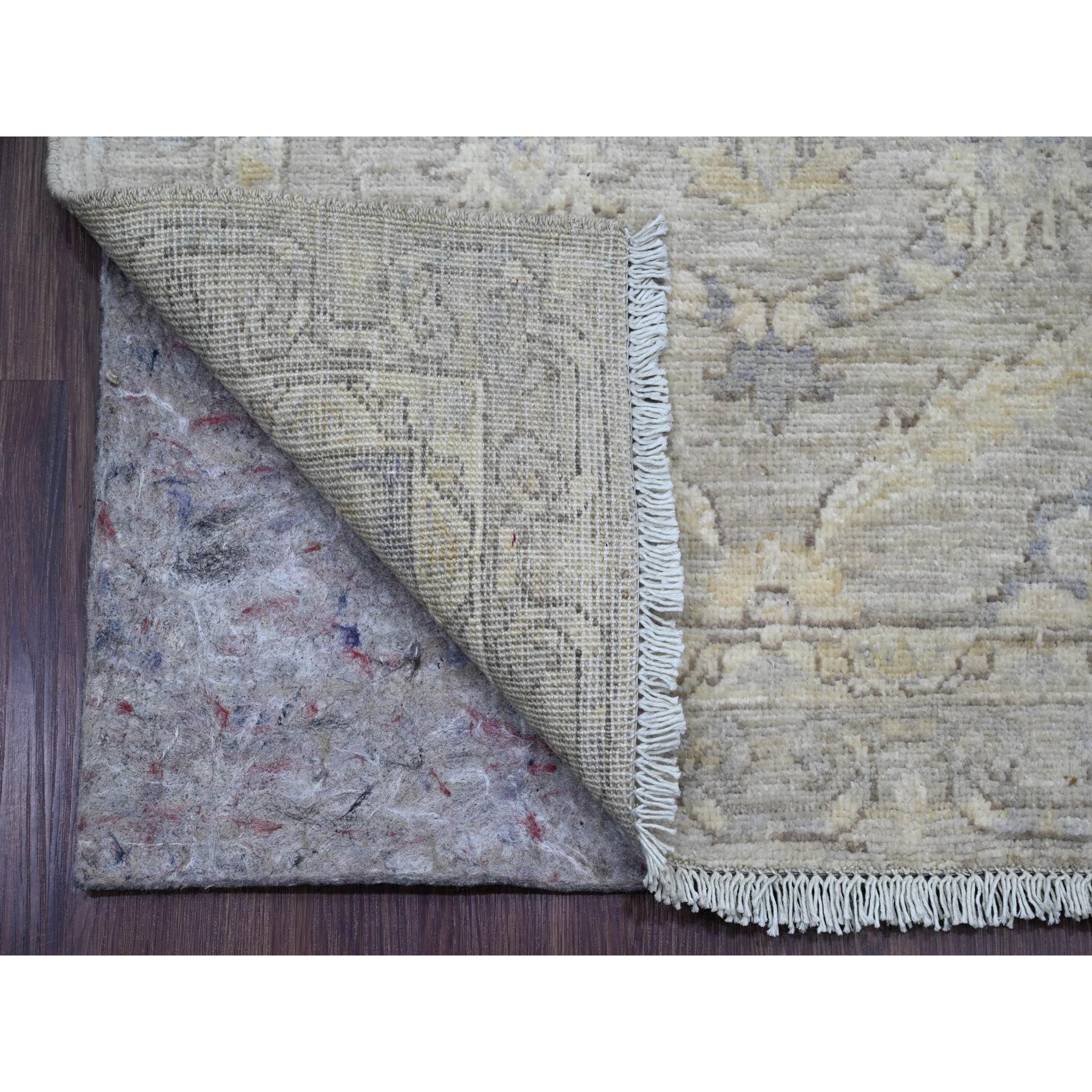 2'8"x16'1" Misty Gray, Stone Washed Peshawar with All Over Leaf Design, Hand Knotted, Vegetable Dyes, 100% Wool, XL Runner, Oriental Rug HR20507 - Image 2