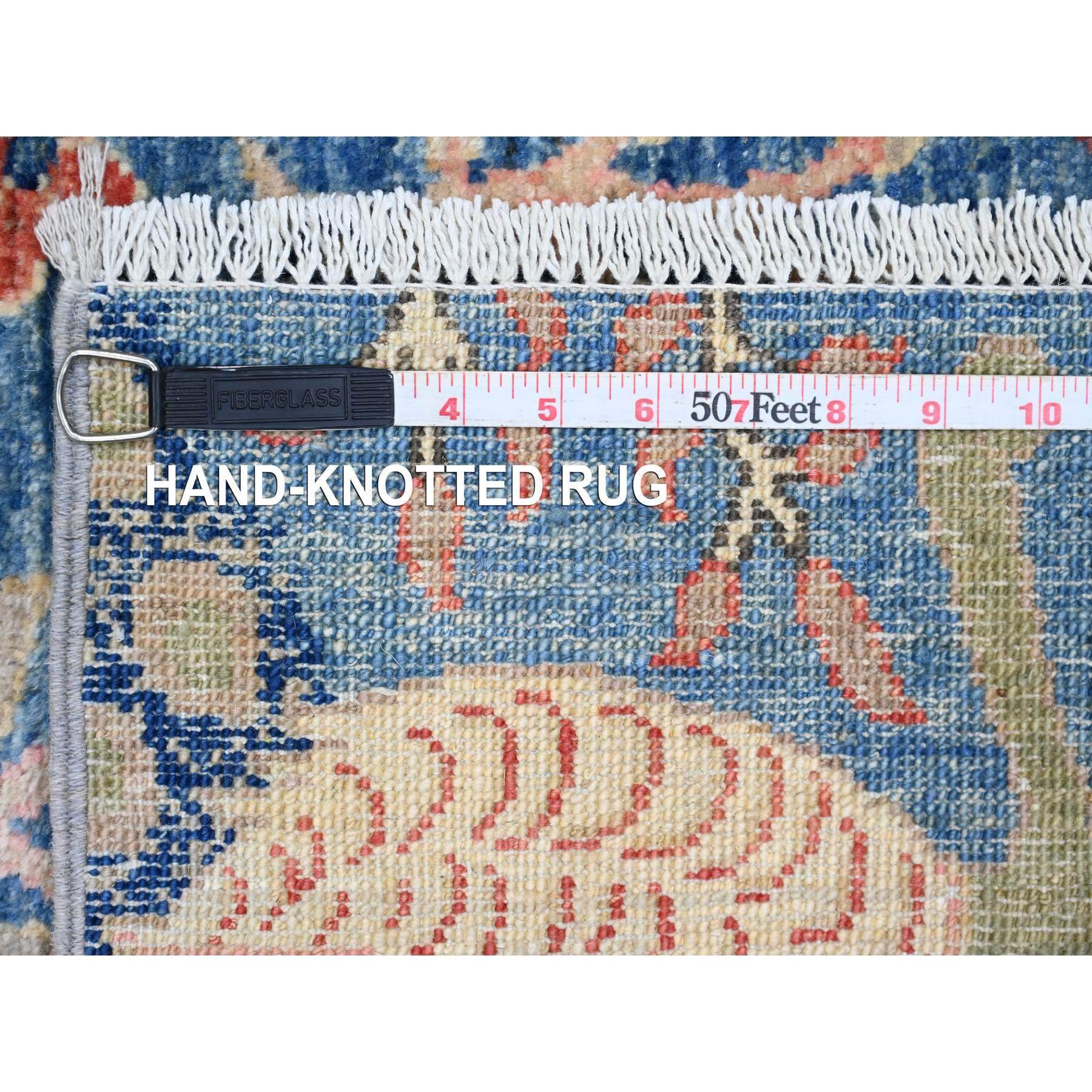 3'1"x21'2" Bayern Blue, Afghan Peshawar with Birds of Paradise Design, Hand Knotted, Soft Wool, Vegetable Dyes, XL Runner, Oriental Rug HR20642 - Image 6