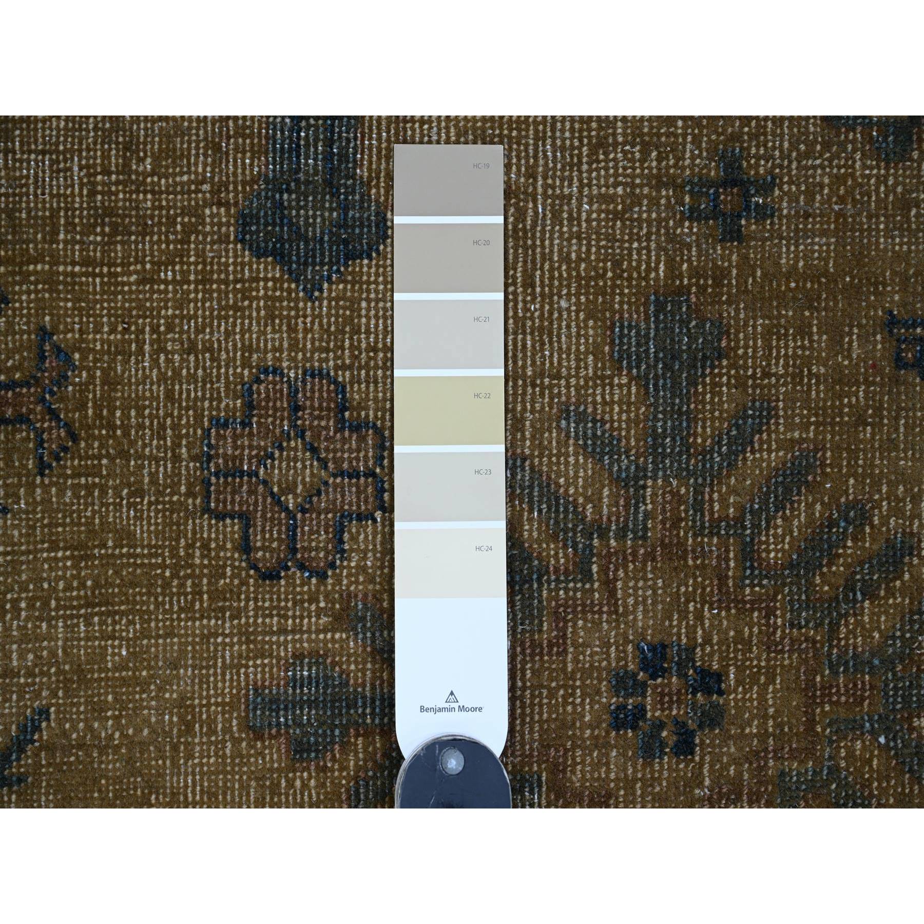 8'x9'1" Tawny Brown, Overdyed Kazak with All Over Geometric Pattern, Hand Knotted, 100% Wool, Squarish, Oriental Rug HR20736 - Image 7