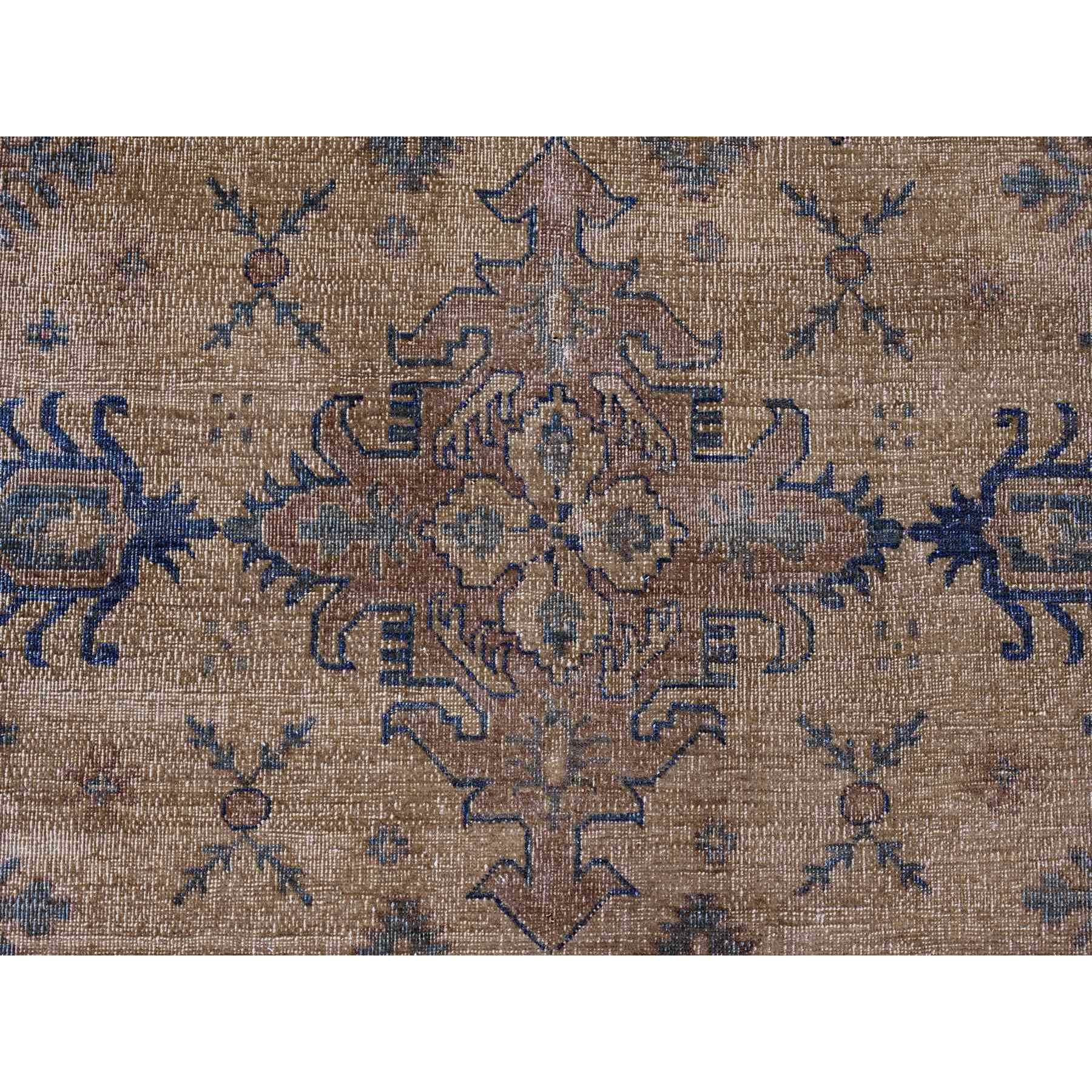 8'x9'1" Tawny Brown, Overdyed Kazak with All Over Geometric Pattern, Hand Knotted, 100% Wool, Squarish, Oriental Rug HR20736 - Image 8