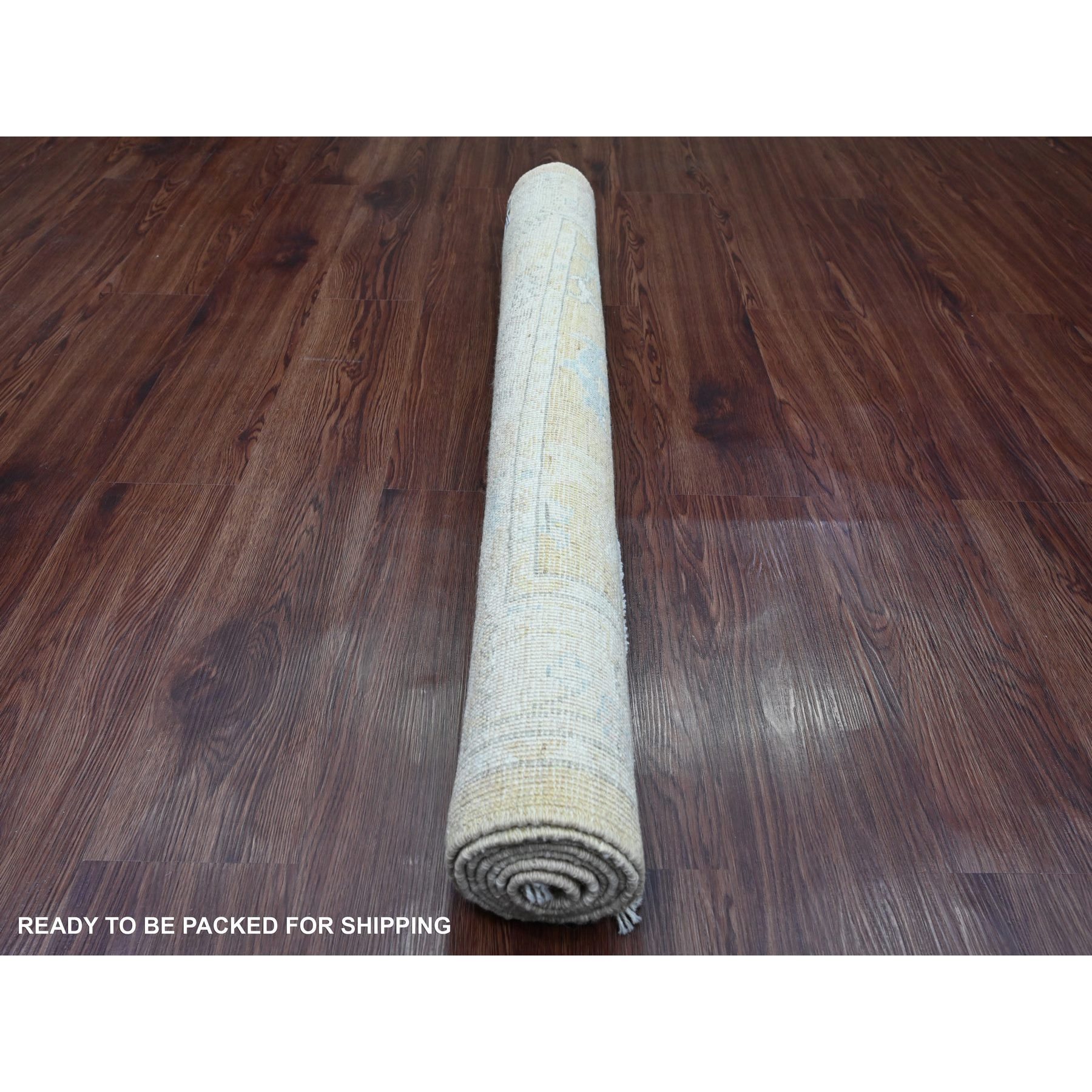 4'x5'9" Dark Vanilla Brown, 100% Wool, Afghan Angora Oushak with All Over Pattern, Hand Knotted, Veggie Dyes, Oriental Rug HR20768 - Image 4
