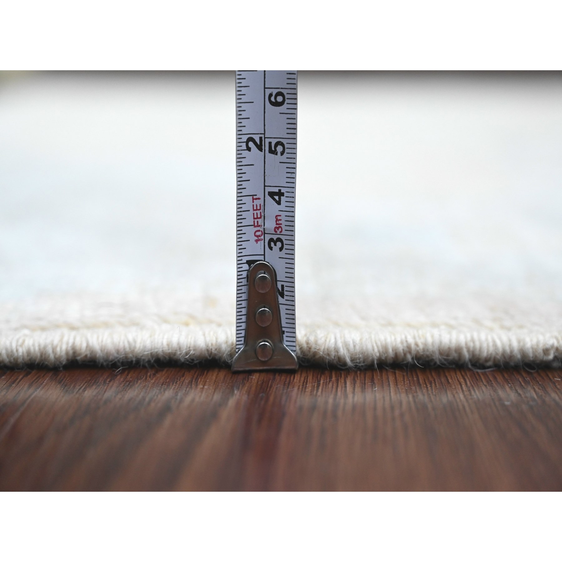 4'x5'9" Dark Vanilla Brown, 100% Wool, Afghan Angora Oushak with All Over Pattern, Hand Knotted, Veggie Dyes, Oriental Rug HR20768 - Image 5