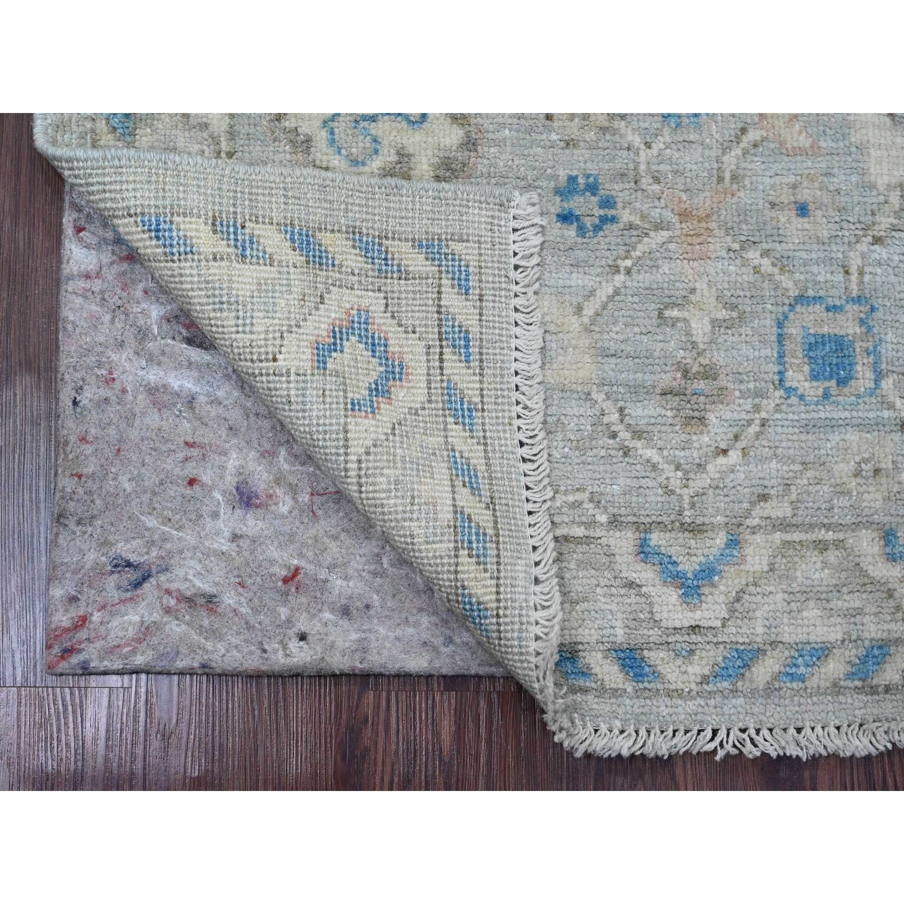 2'9"x9'7" Moonstruck Gray, Hand Knotted, Afghan Angora Oushak with All Over Vines Design, Veggie Dyes, 100% Wool, Runner, Oriental Rug HR20786 - Image 2