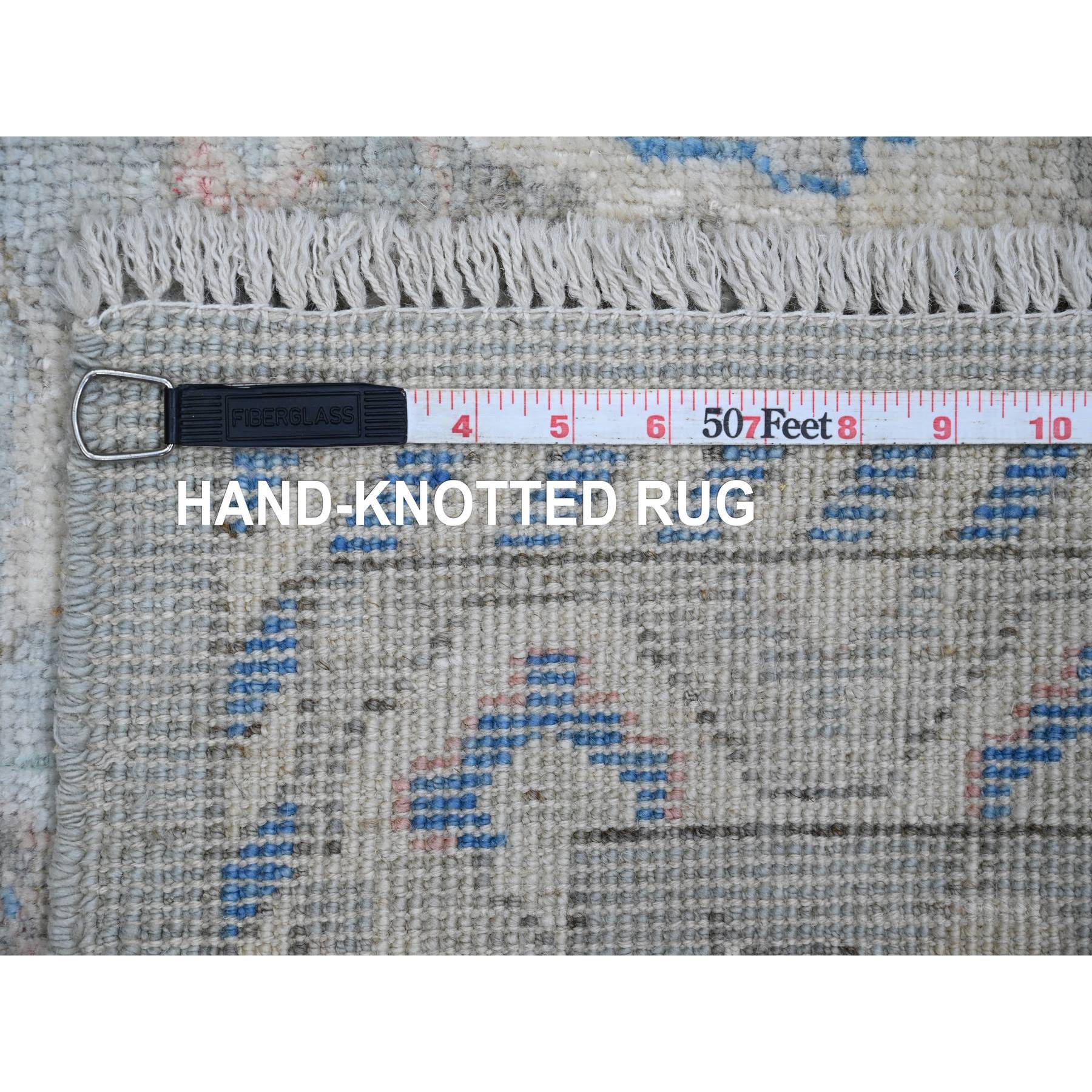 2'9"x9'7" Moonstruck Gray, Hand Knotted, Afghan Angora Oushak with All Over Vines Design, Veggie Dyes, 100% Wool, Runner, Oriental Rug HR20786 - Image 6