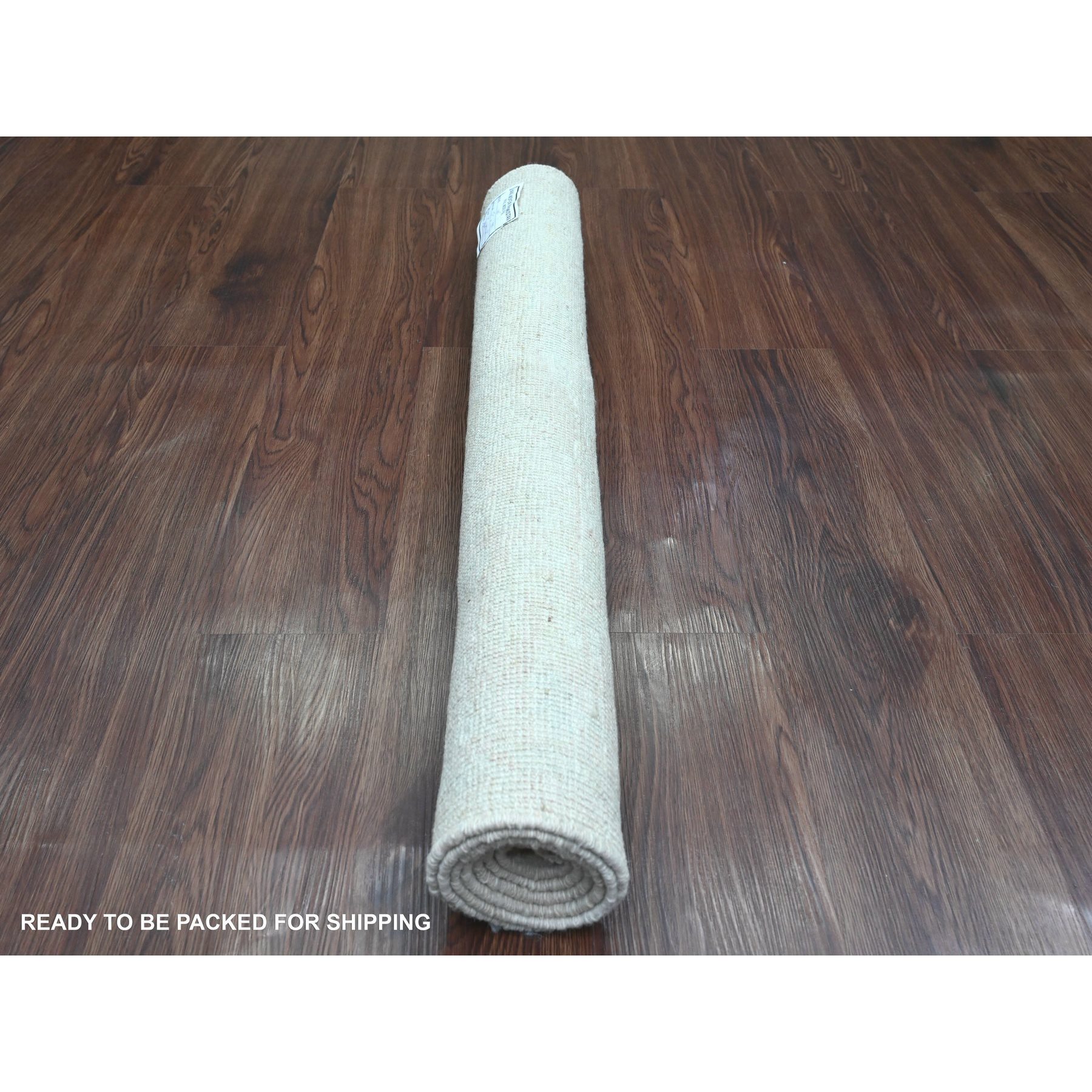 3'3"x5' Lace White, Pure Wool, Afghan Angora Oushak with All Over Pattern, Hand Knotted, Vegetable Dyes, Oriental Rug HR20801 - Image 4