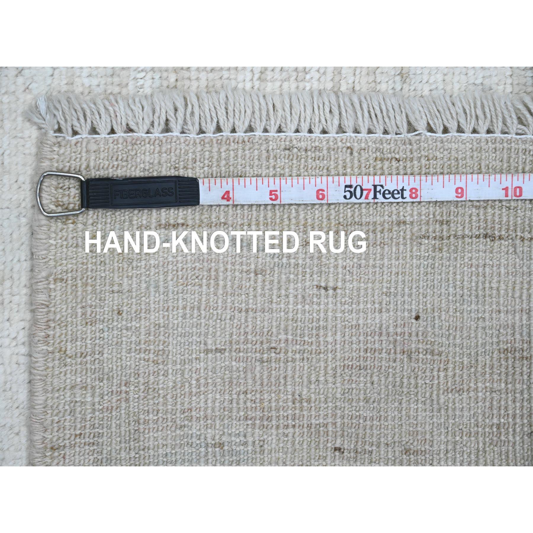 3'3"x5' Lace White, Pure Wool, Afghan Angora Oushak with All Over Pattern, Hand Knotted, Vegetable Dyes, Oriental Rug HR20801 - Image 6