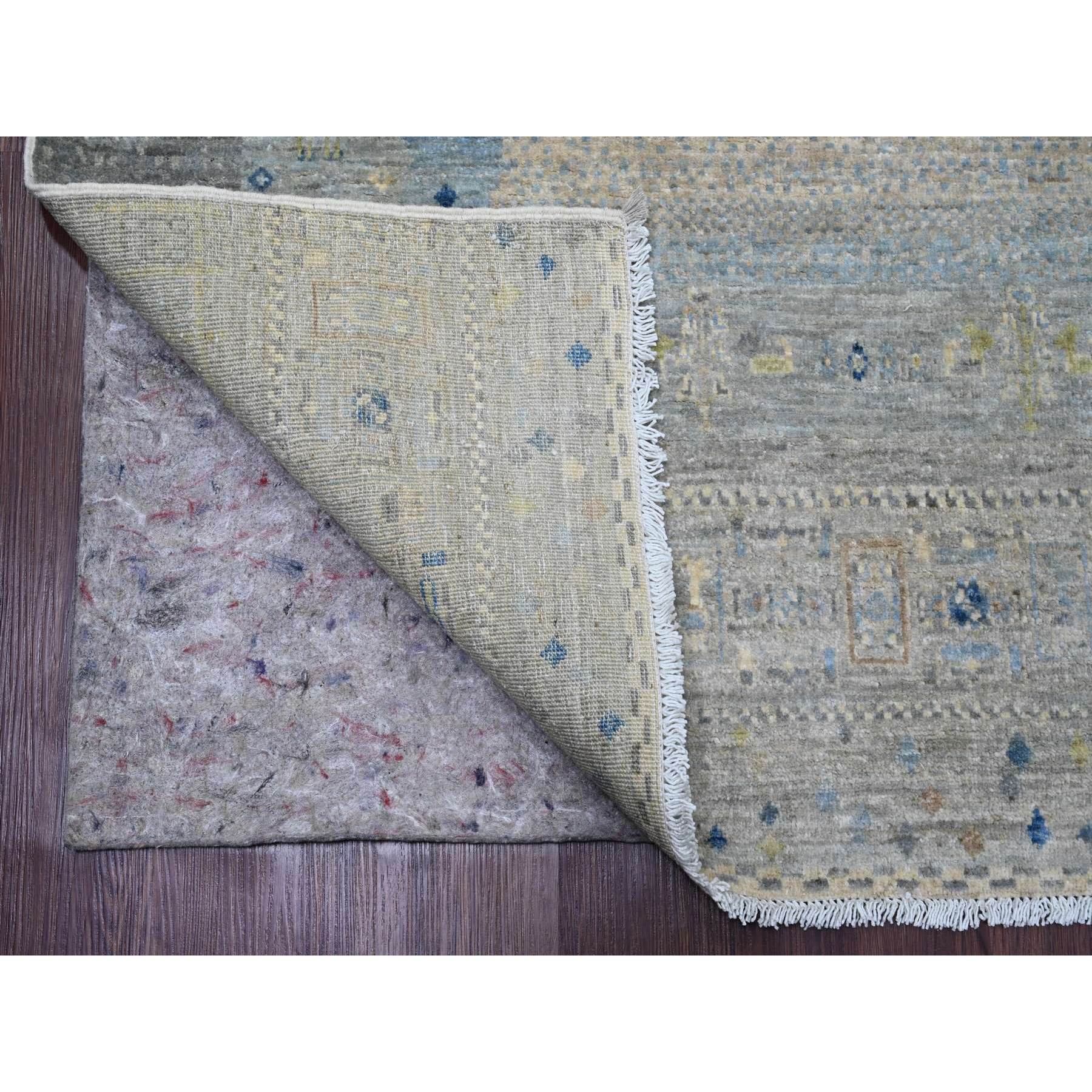 8'x8' Spanish Gray, Hand Knotted, Fine Kashkuli Gabbeh with Small Animal Figurines, Soft Wool, Vegetable Dyes, Square, Oriental Rug HR20915 - Image 4
