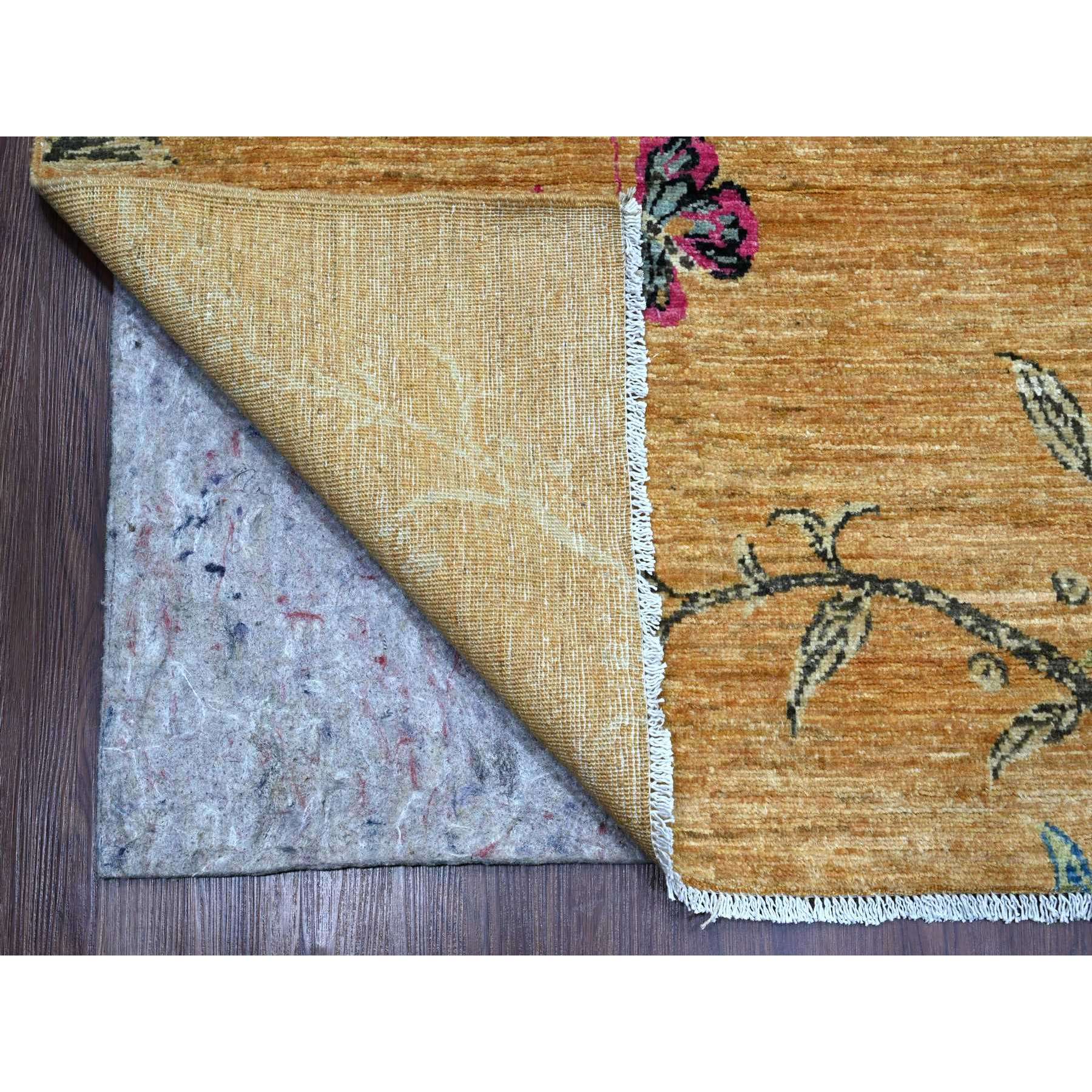 9'x12' Honey Brown, Sparrows on the Tree, Peshawar, 100% Soft Wool, Hand Knotted, Oriental Rug HR20969 - Image 4