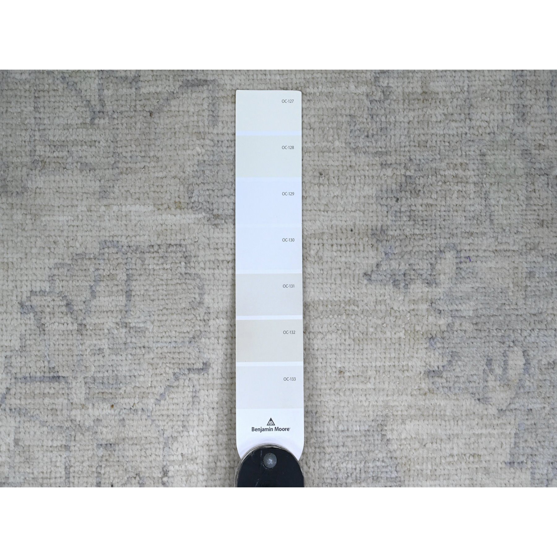 9'8"x13'8" Whisper White, Washed Out Peshawar with All Over Leaf Design, Hand Knotted, Vegetable Dyes, 100% Wool, Oriental Rug HR20978 - Image 7