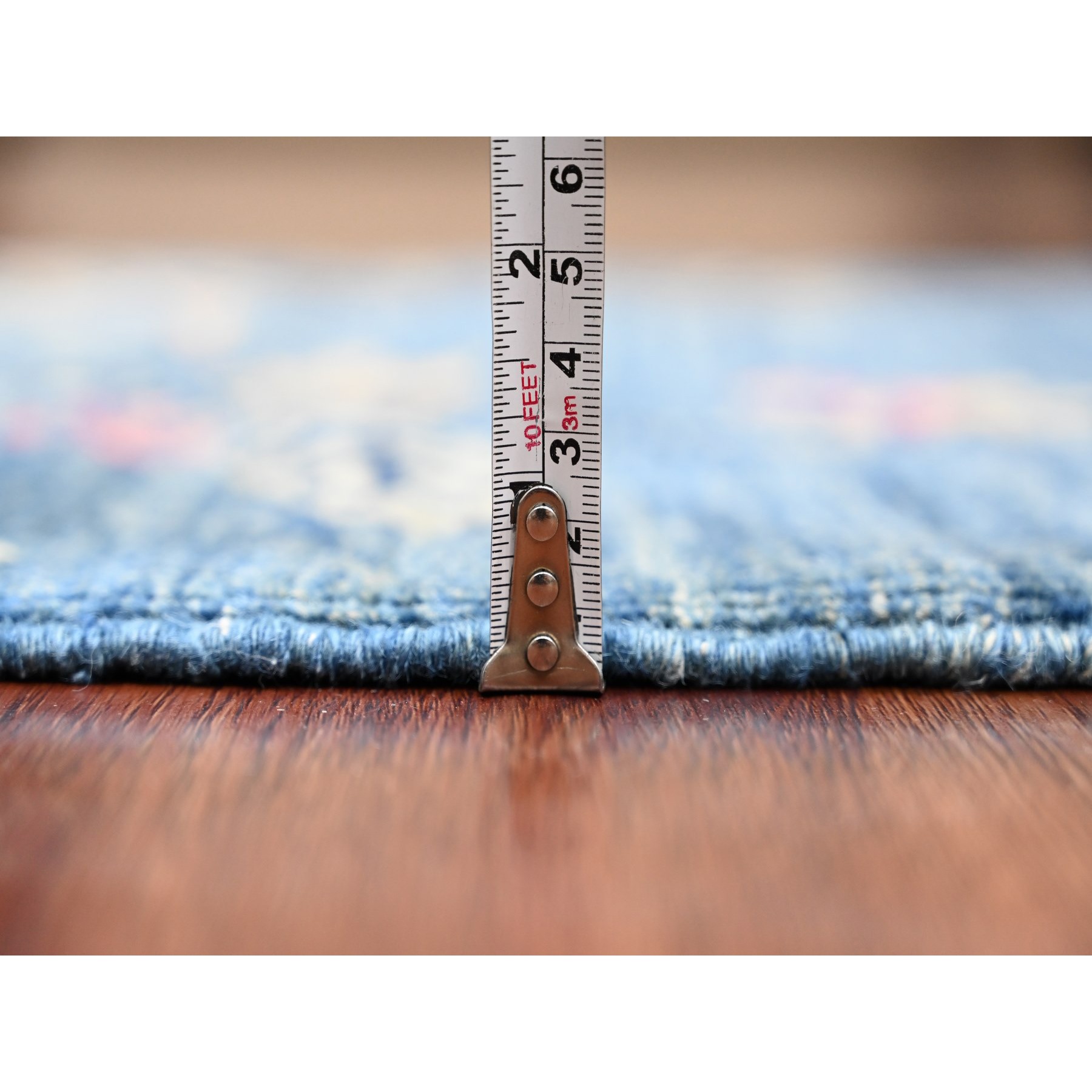2'x2'10" Imperial Blue, Sparrows on the Tree, Peshawar, Densely Woven, Hand Knotted, Soft, High Mountain Wool, Mat, Sample, Oriental Rug HR21020 - Image 5