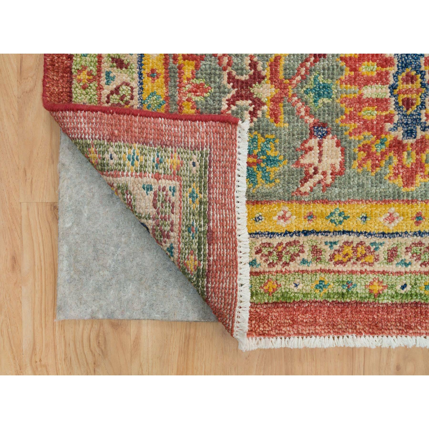 14'x16'5" Fire Brick Red, Sheared Low, 100% Wool, Hand Knotted, Antiqued Oushak Reimagined Repetitive Star and Rosette Design, Oversized Oriental Rug HR65930 - Image 4
