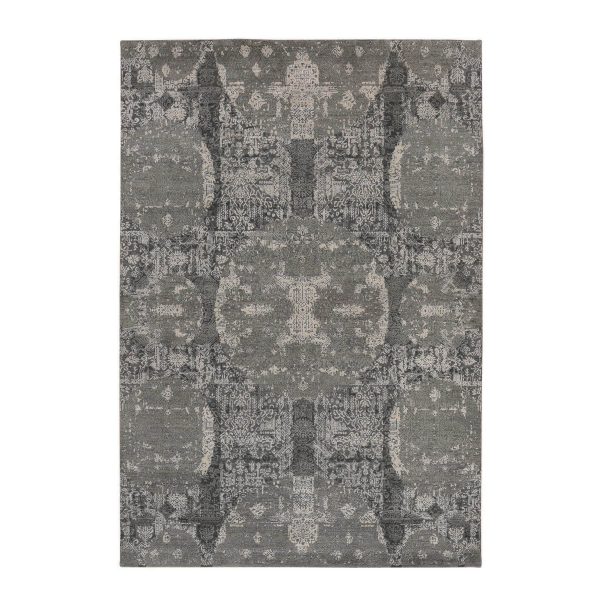 6'1"x9'2" Sonic Gray, Jewelry Design, Soft to the Touch, Wool and Silk, Hand Knotted, Modern, Oriental Rug HR78391