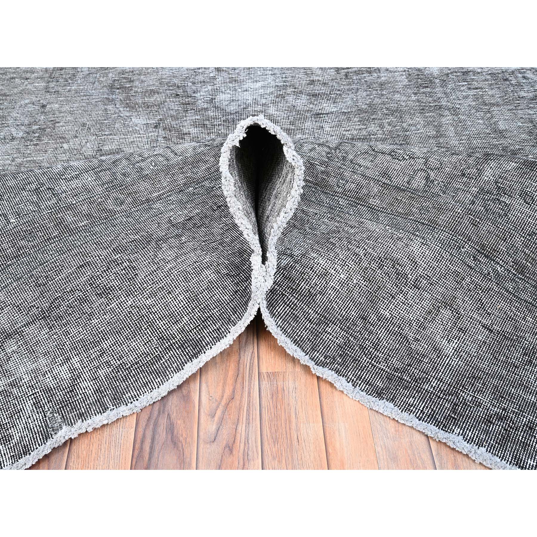 9'4"x12'10" Thunder Gray, Vintage Persian Tabriz, Distressed, Cropped Thin, Overdyed, Worn Wool, Hand Knotted, Oriental Rug HR85406 - Image 5