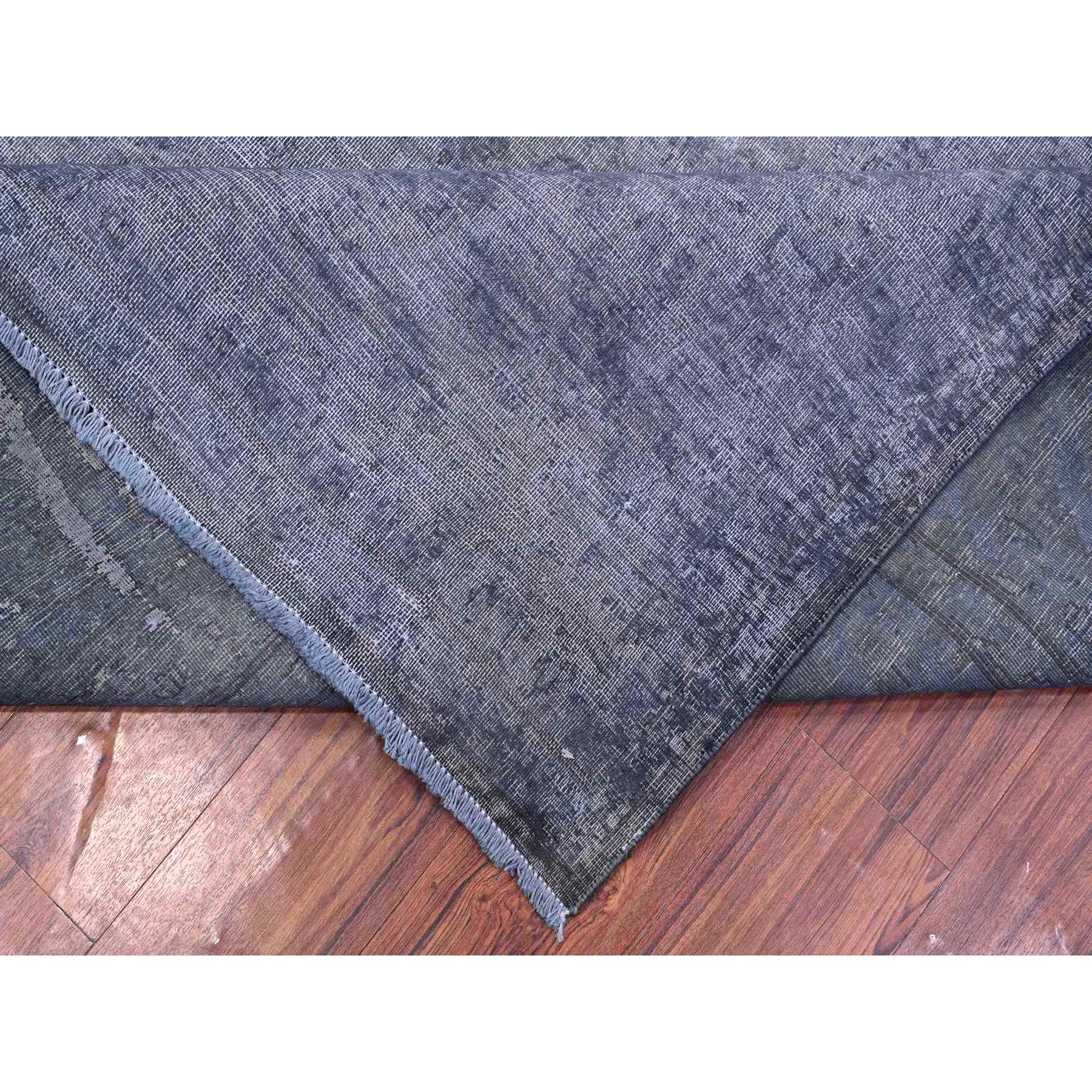 9'6"x12'5" Dim Gray, Worn Out And Distressed, Overdyed, Hand Knotted Vintage Persian Kerman, Pure And Soft Wool, Ends Secured And Cleaned, Broken Design, Oriental Rug HR89481 - Image 6