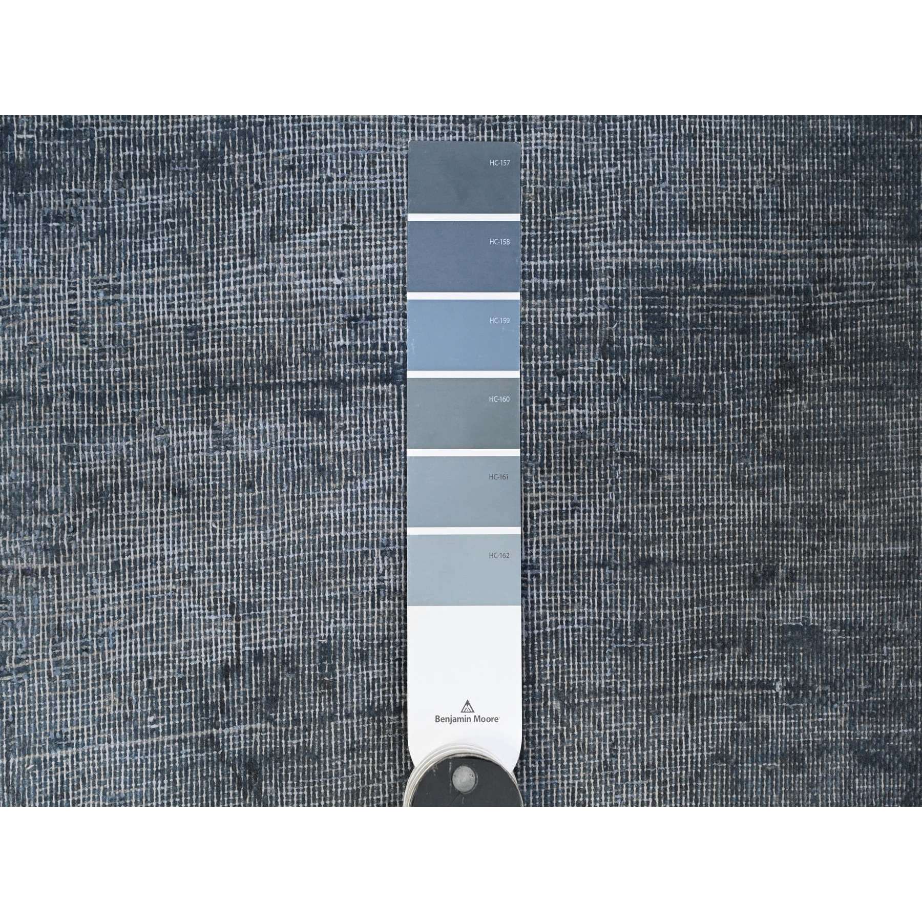 9'6"x12'5" Dim Gray, Worn Out And Distressed, Overdyed, Hand Knotted Vintage Persian Kerman, Pure And Soft Wool, Ends Secured And Cleaned, Broken Design, Oriental Rug HR89481 - Image 7