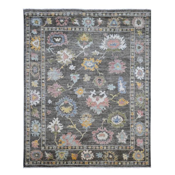 8'x9'10" Umber Brown, 100% Wool, Natural Dyes, Afghan Angora Oushak with Floral Pattern, Hand Knotted, Oriental Rug HR89777