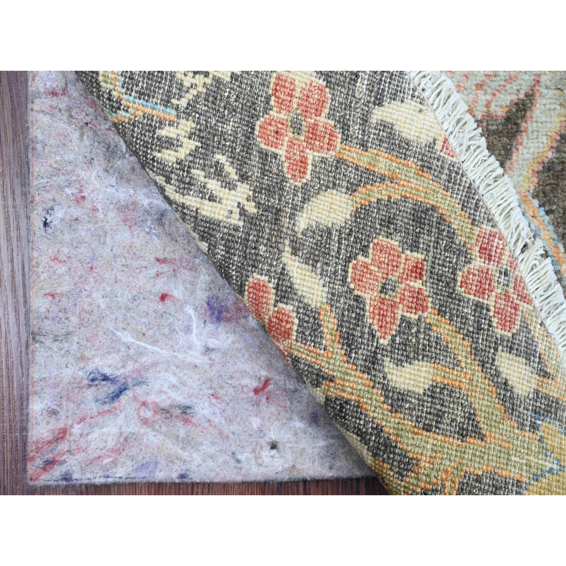 6'x6' Dim Gray, Afghan Peshawar, Tree of Life, Birds of Paradise Design, Hand Knotted, Vegetable Dyes, 100% Wool, Round, Oriental Rug HR89982 - Image 2