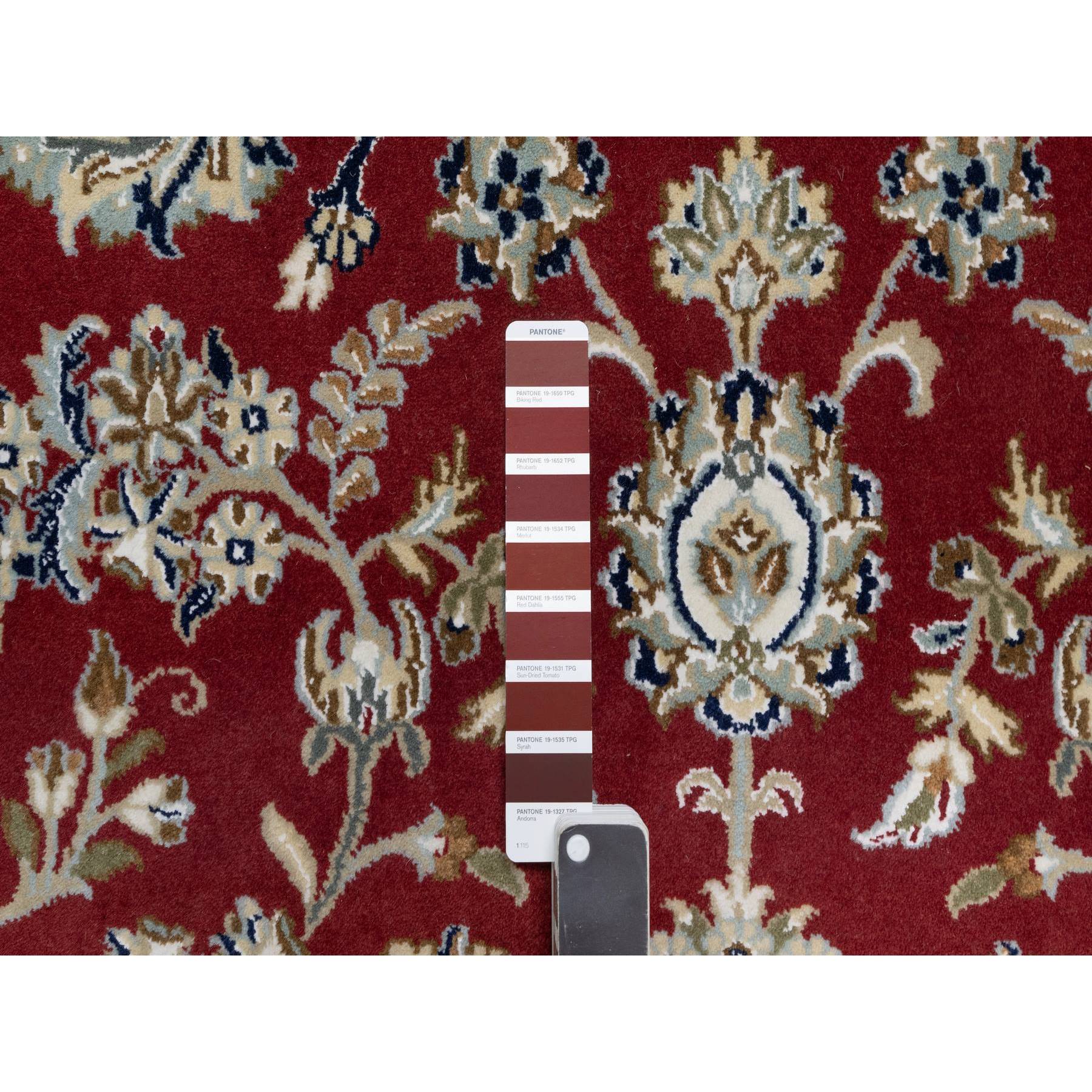 8'9"x12' Falu Red, Nain with Center Medallion Flower Design, Hand Knotted, Wool and Silk, 250 KPSI, Oriental Rug HR90869 - Image 7