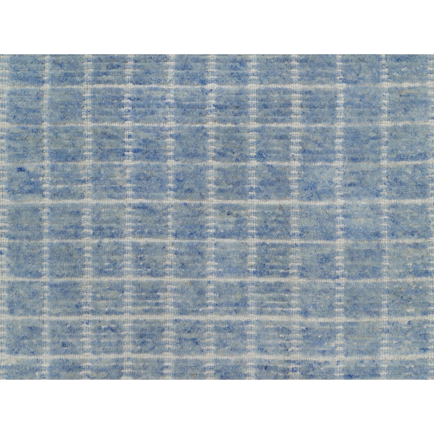 2'4"x3' Imperial Blue, Modern Plain Decor Box Design, Pure Wool, Soft to the Touch, Loomed Knotted, Mat, Oriental Rug HR91072 - Image 5
