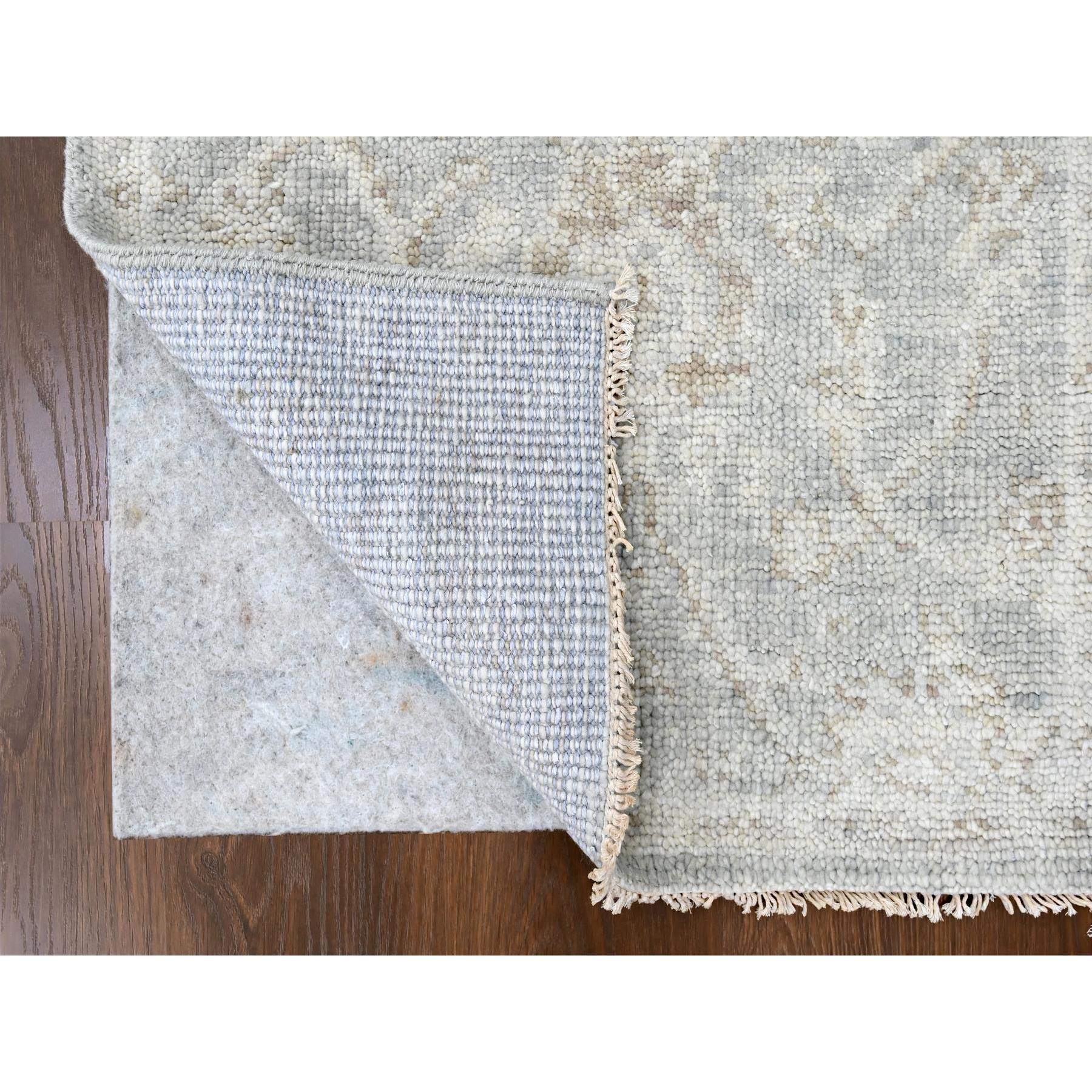 2'5"x11'4" Coin Gray, Hand Knotted, Supple Collection, Oushak Design, Tone On Tone, Soft Vibrant Wool, Plush and Lush, Runner, Oriental Rug HR10249 - Image 3