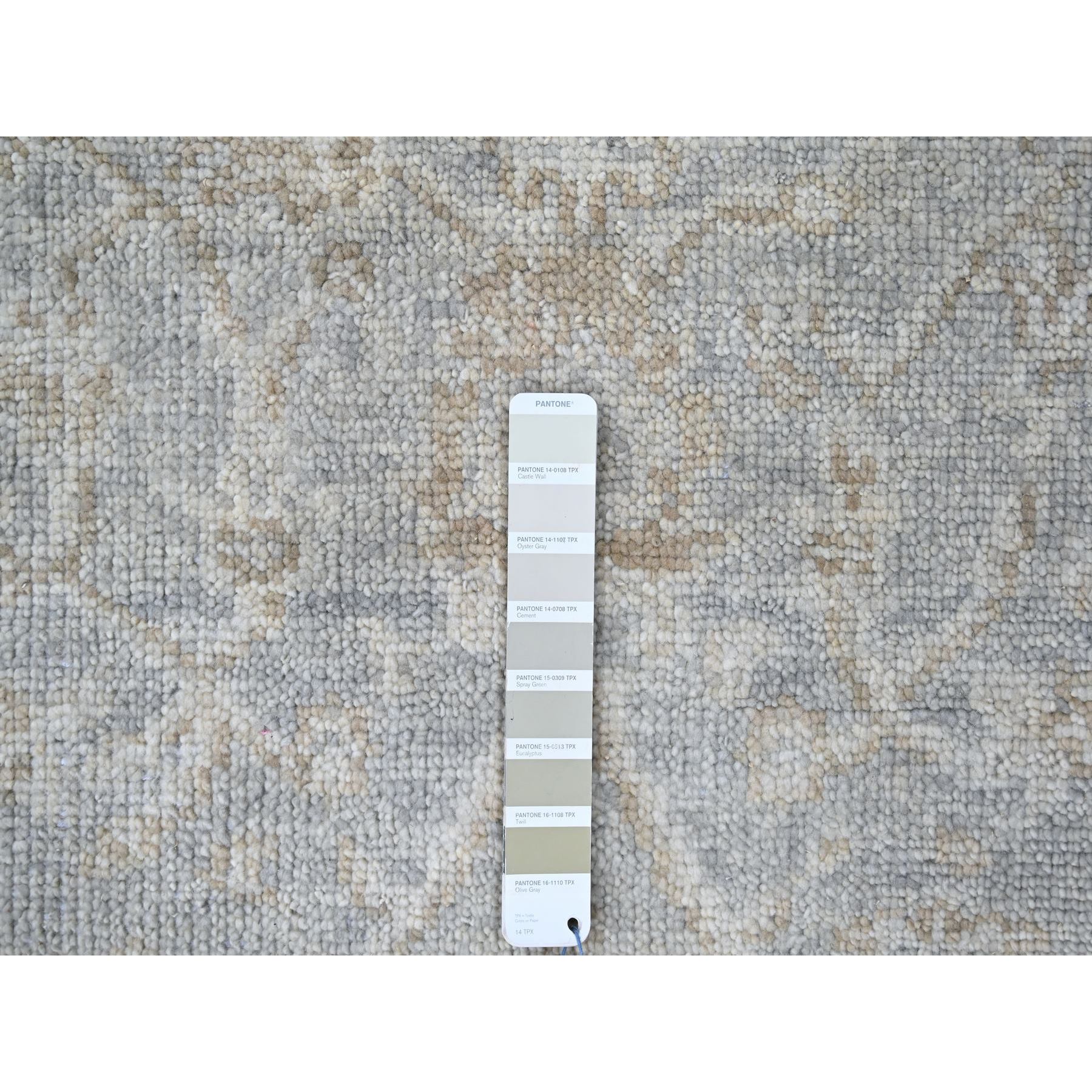 2'5"x11'4" Coin Gray, Hand Knotted, Supple Collection, Oushak Design, Tone On Tone, Soft Vibrant Wool, Plush and Lush, Runner, Oriental Rug HR10249 - Image 4