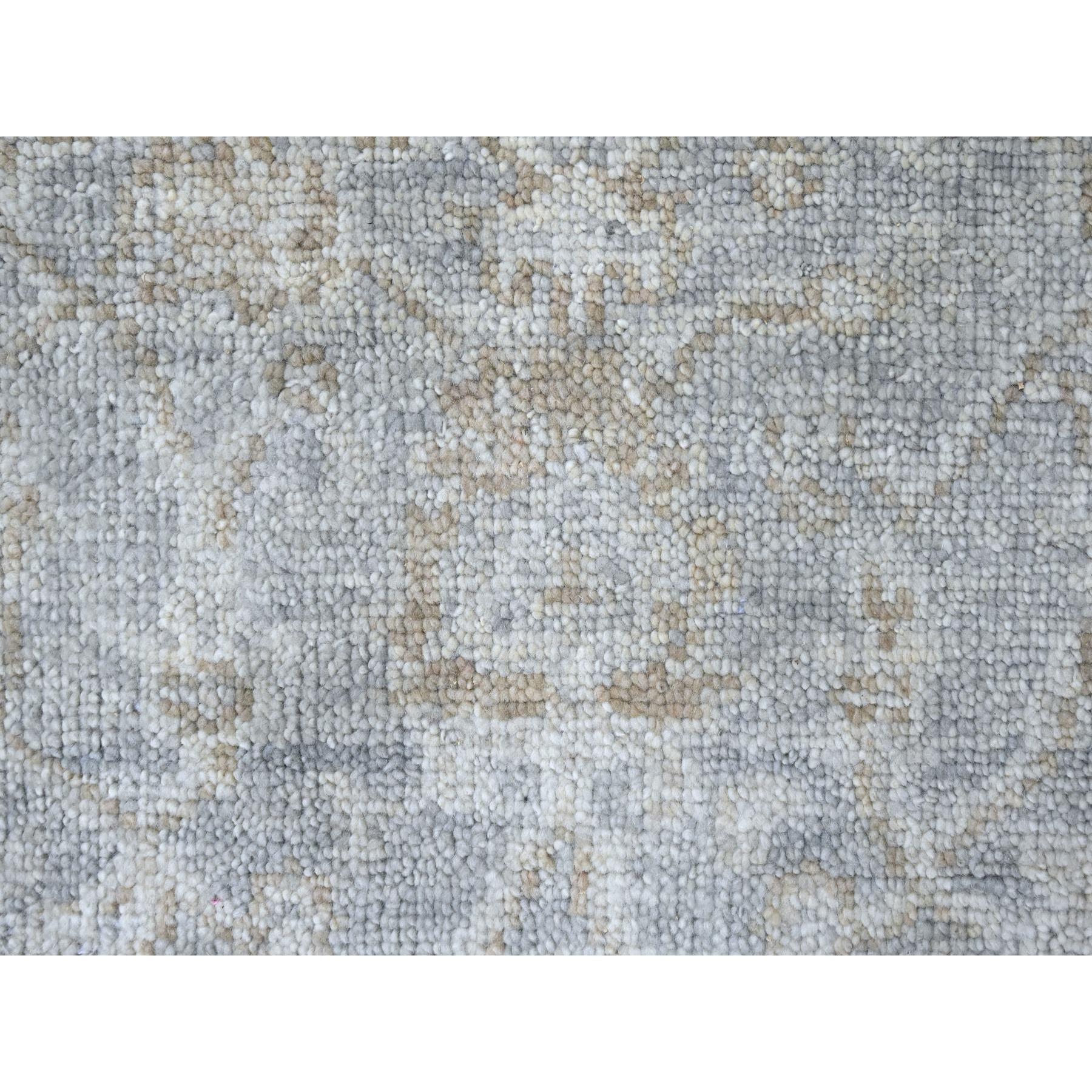 2'5"x11'4" Coin Gray, Hand Knotted, Supple Collection, Oushak Design, Tone On Tone, Soft Vibrant Wool, Plush and Lush, Runner, Oriental Rug HR10249 - Image 5