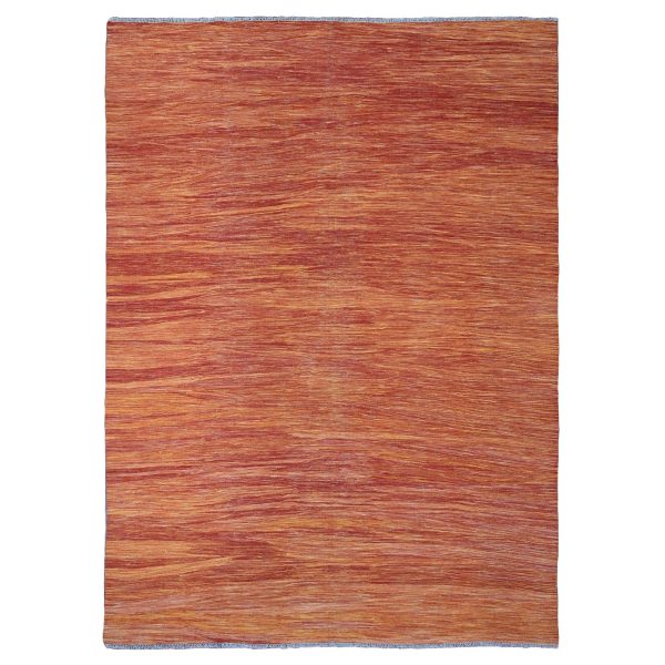 9'x12' Amber Orange, Solid Design, Hand Woven, Afghan Hand Spun Wool, Vegetable Dyes, Flat Weave Kilim, Oriental Rug HR20094