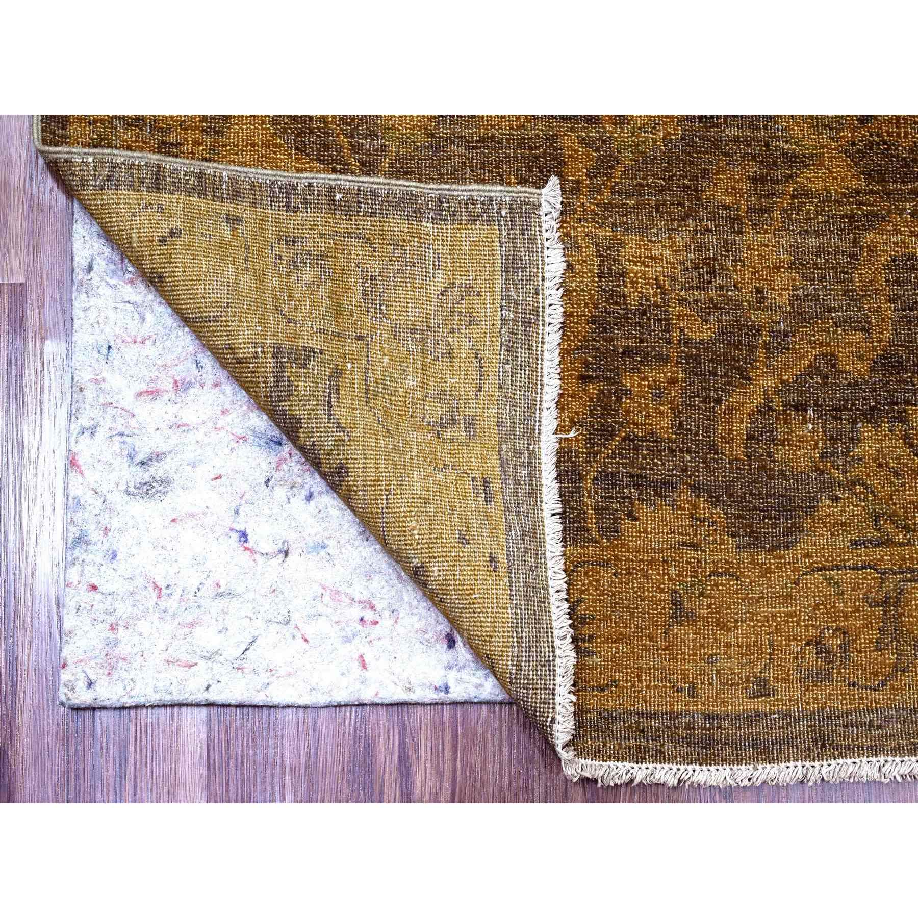 7'10"x10' Chocolate Brown, Peshawar with Ziegler Mahal, All Over Design, Distressed, Zero Pile, Hand Knotted, Pure Wool, Oriental Rug HR20397 - Image 4