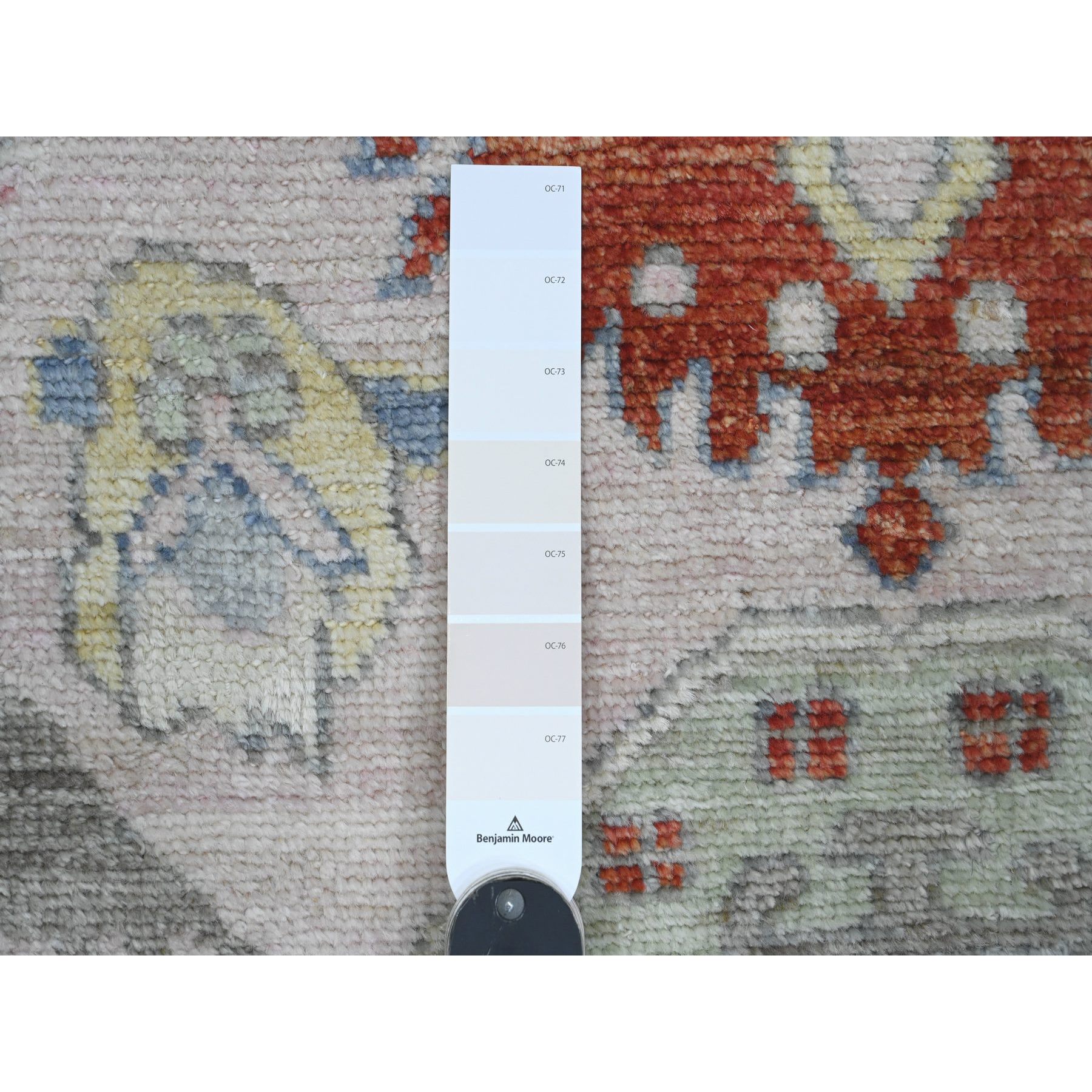 4'x6'2" Crepe Pink, Anatolian Village Inspired with Bird Figurines and Medallions Design, High Mountain Wool, Hand Knotted, Natural Dyes, Oriental Rug HR20534 - Image 3