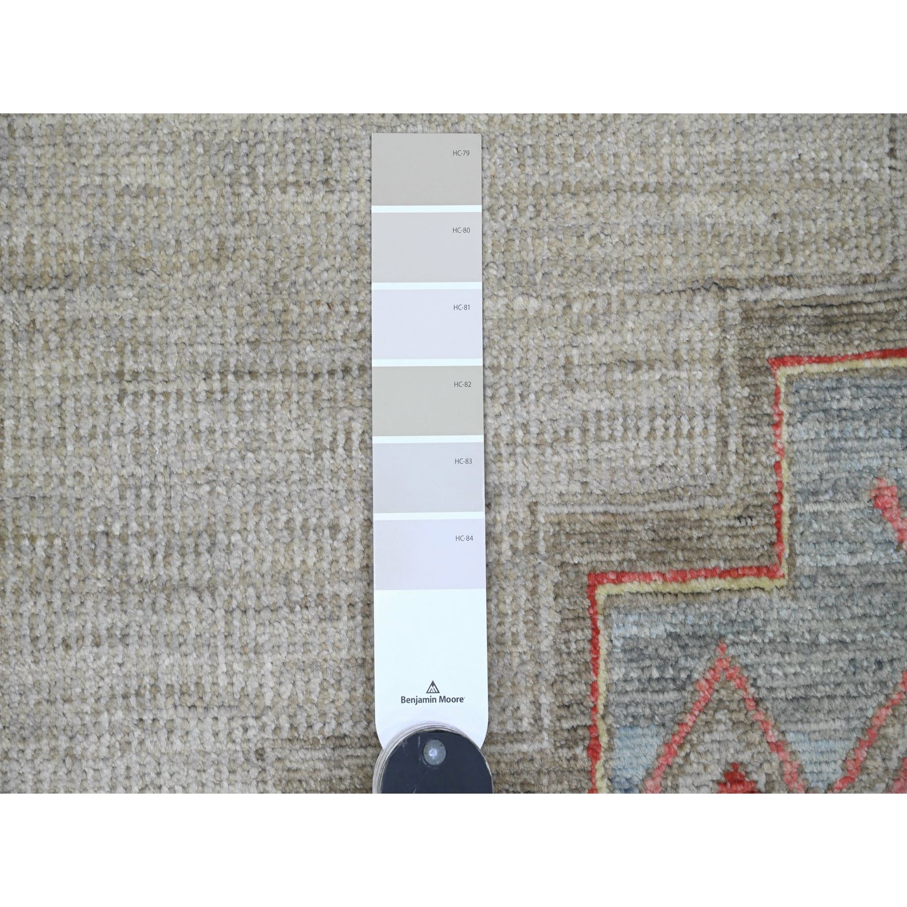 8'8"x11'8" Bone White, Peshawar with Berber Influence, Geometric Design, Denser Weave, High Mountain Wool, Hand Knotted, Oriental Rug HR20636 - Image 7
