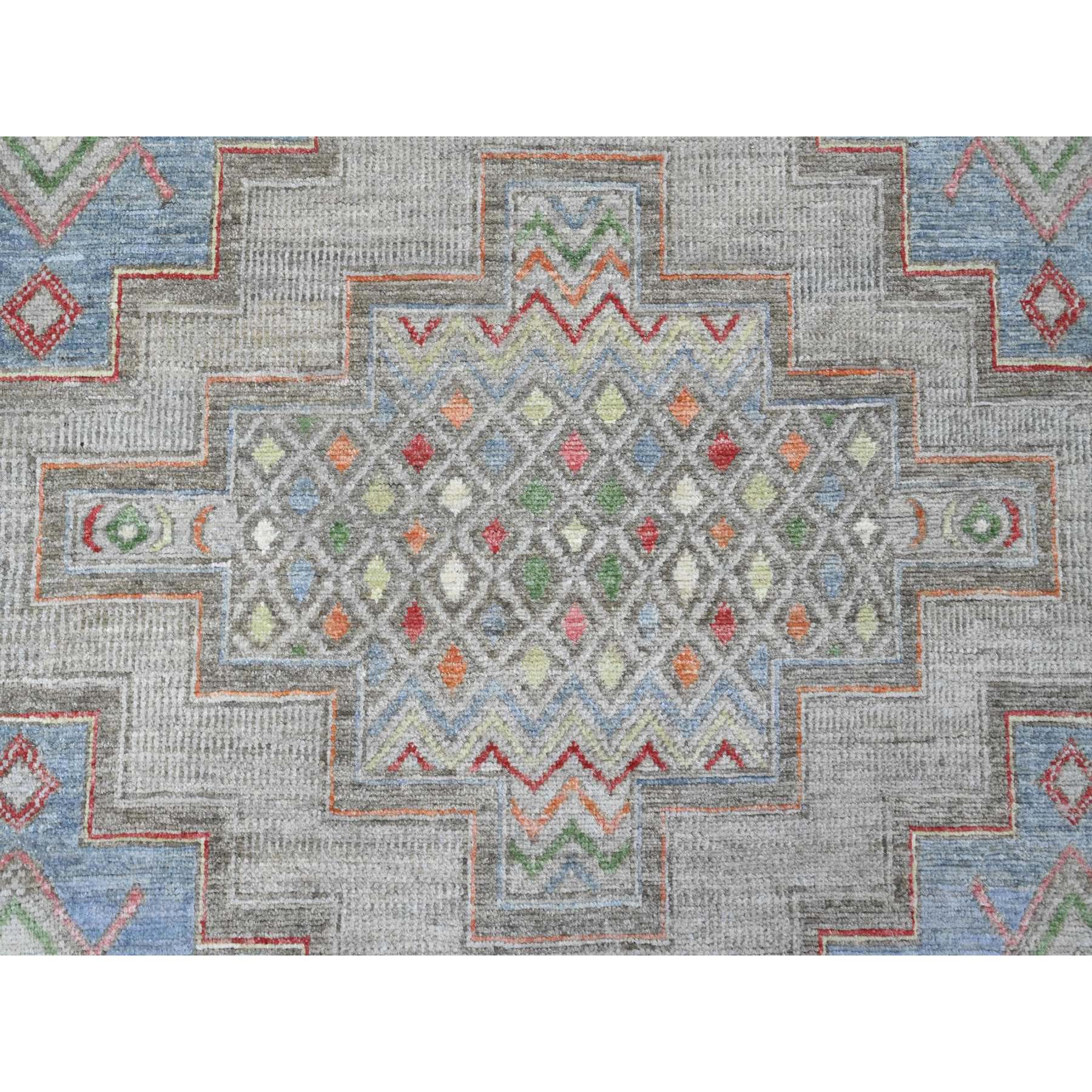 8'8"x11'8" Bone White, Peshawar with Berber Influence, Geometric Design, Denser Weave, High Mountain Wool, Hand Knotted, Oriental Rug HR20636 - Image 8