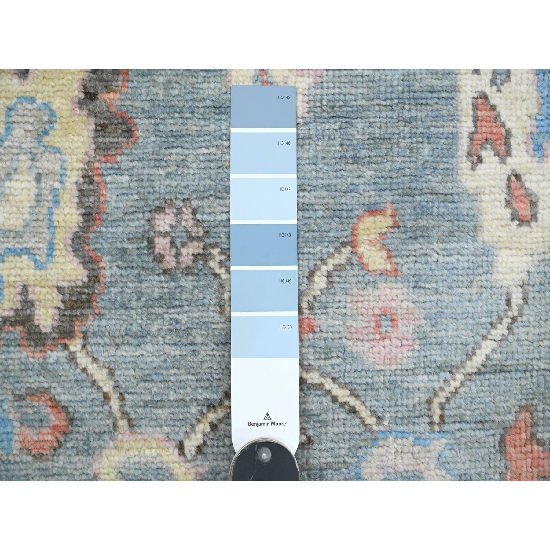 2'9"x9'9" Cerulean Blue, Anatolian Village Inspired with All Over Leaf Design, Hand Knotted, High Mountain Wool, Vegetable Dyes, Runner, Oriental Rug HR20701 - Image 3