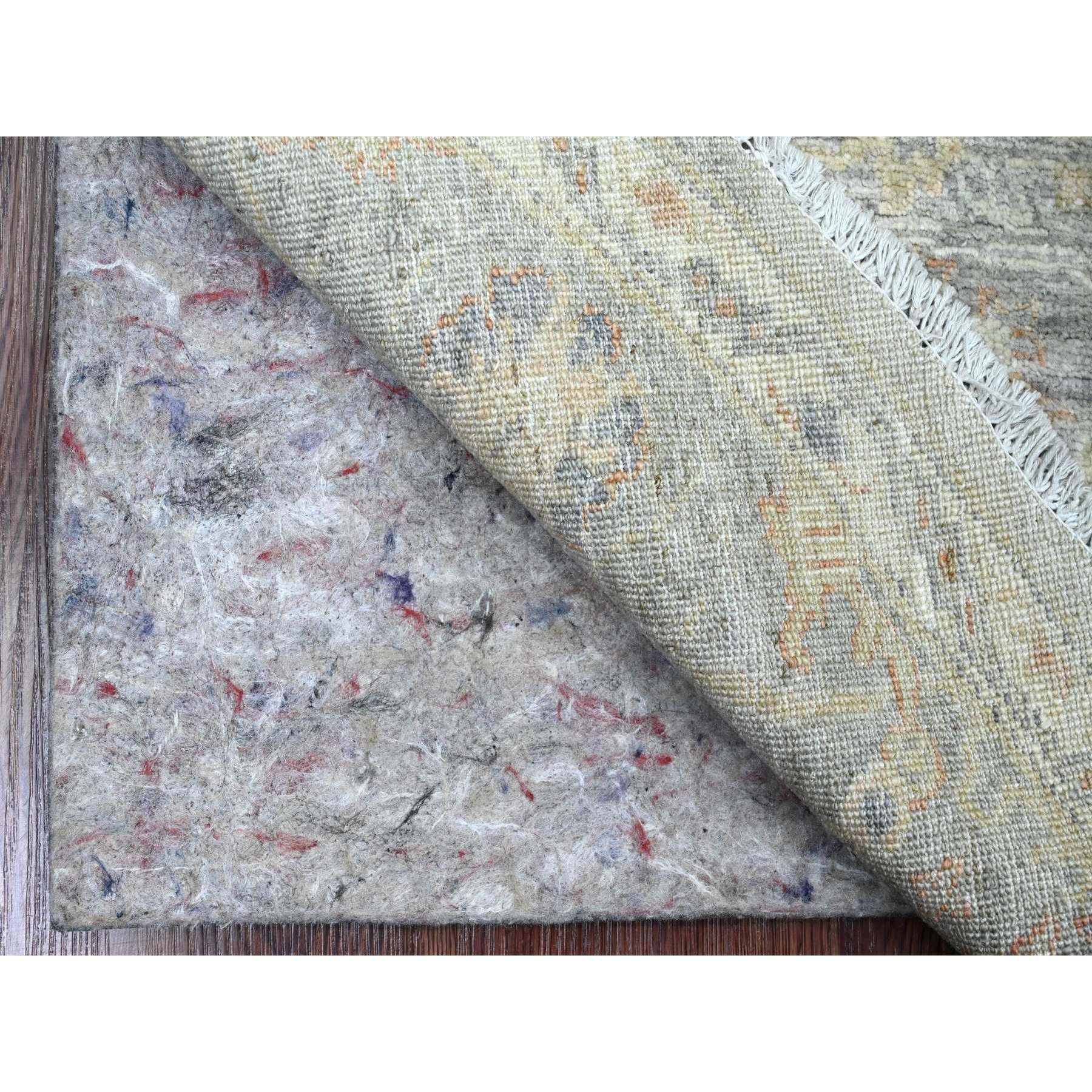 6'x6' Fossil Gray, Washed Out Peshawar with Ziegler Mahal Design, High Mountain Wool, Hand Knotted, Densely Woven, Round, Oriental HRg Shv - Image 2