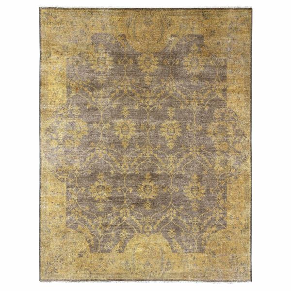 7'10"x10'1" Walnut Brown, Peshawar with Ziegler Mahal, All Over Design, Distressed, Zero Pile, Hand Knotted, Pure Wool, Oriental Rug HR20838