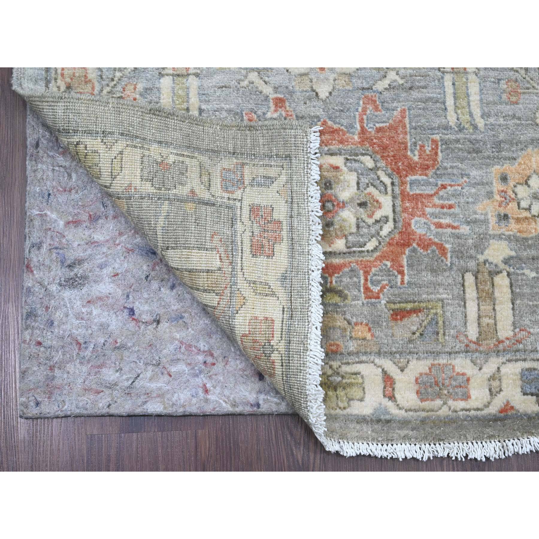 2'8"x15'6" Misty Gray, Aryana Collection, Karajeh Design, Densely Woven, Hand Knotted, 100% Wool, XL Runner, Oriental Rug HR20868 - Image 2