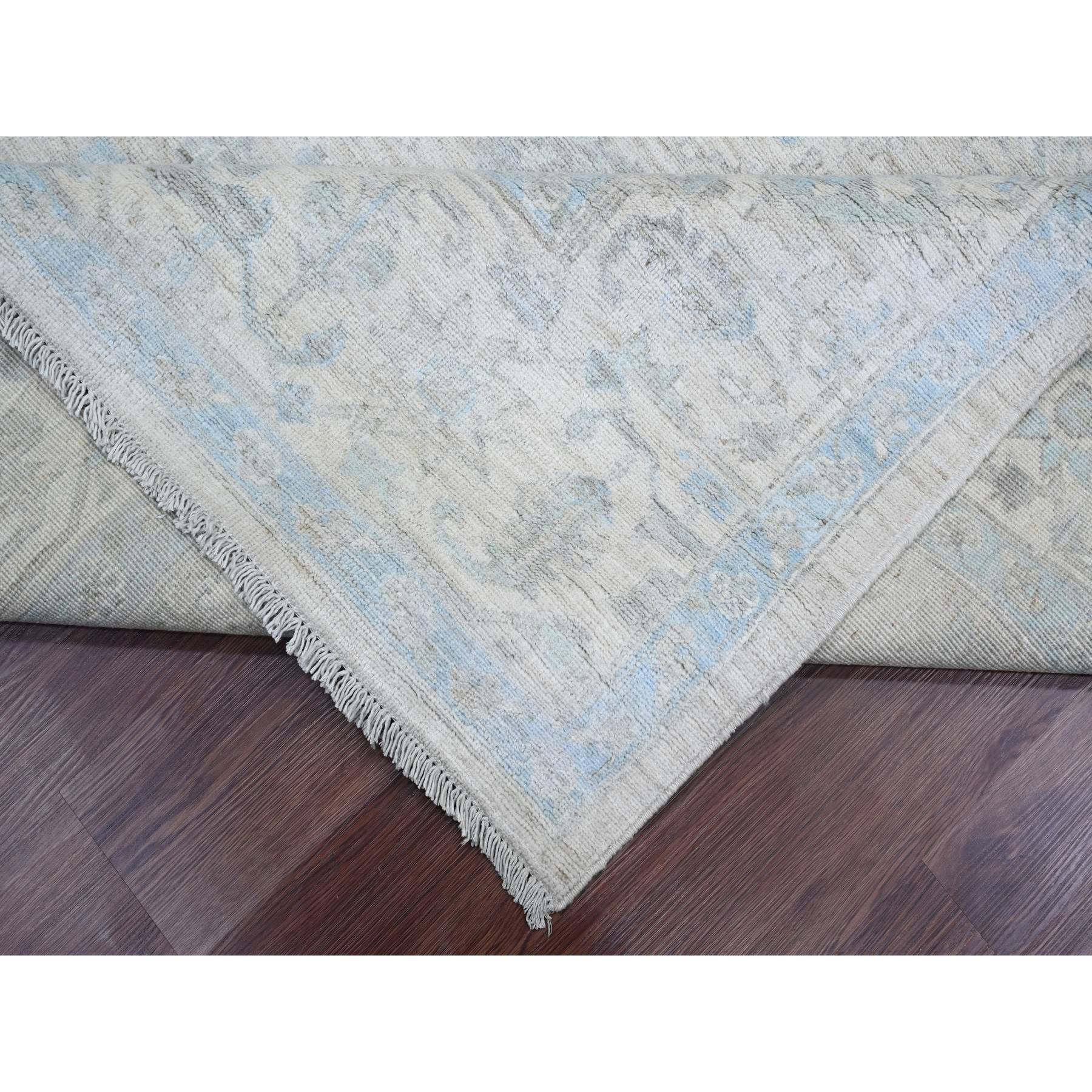 8'4"x9'9" Medium Gray, Peshawar with Heriz All Over Design, High Mountain Wool, Densely Woven, Hand Knotted, Natural Dyes, Oriental Rug HR20916 - Image 6